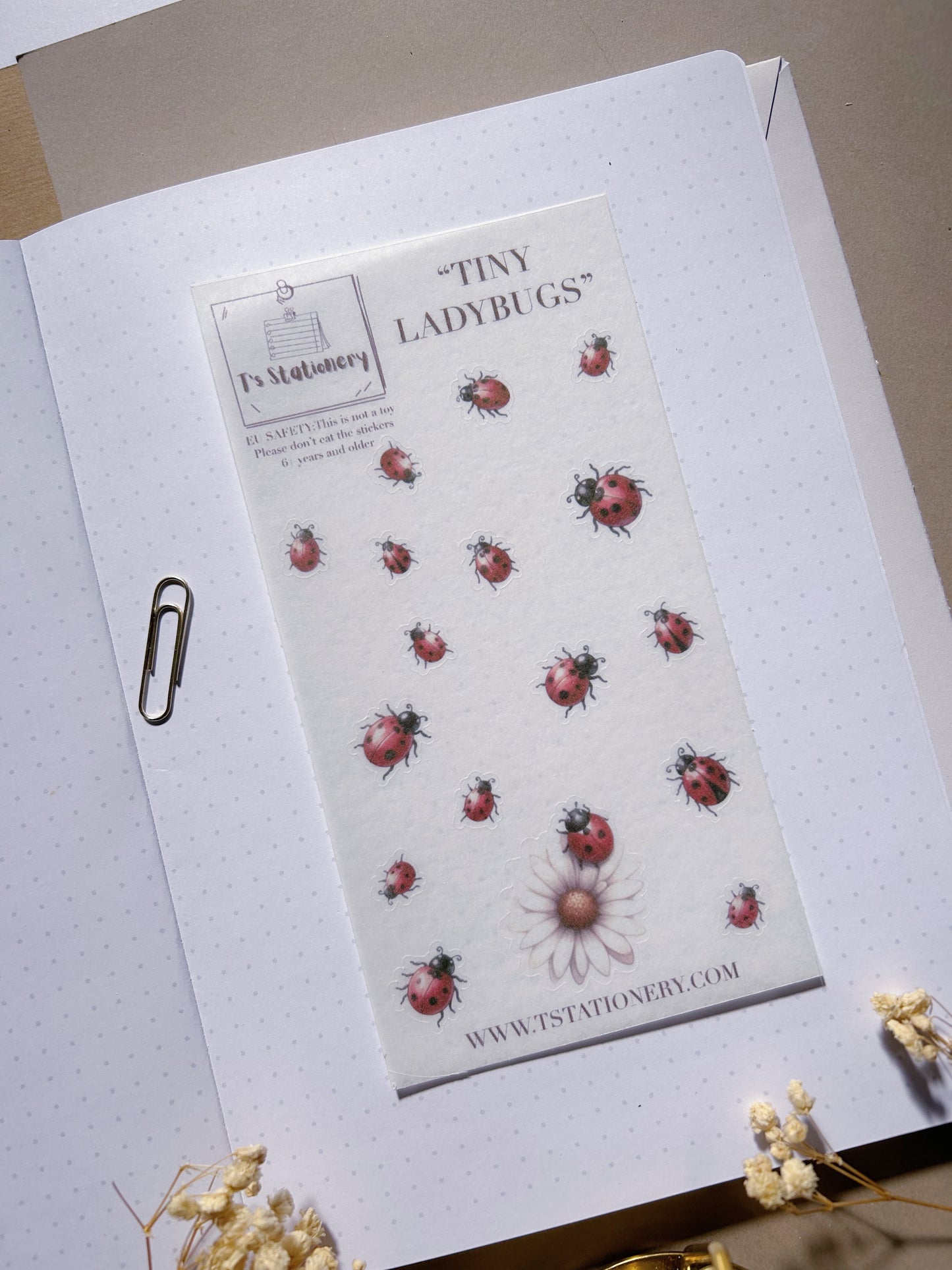 "Tiny Ladybugs"  Sticker Sheet