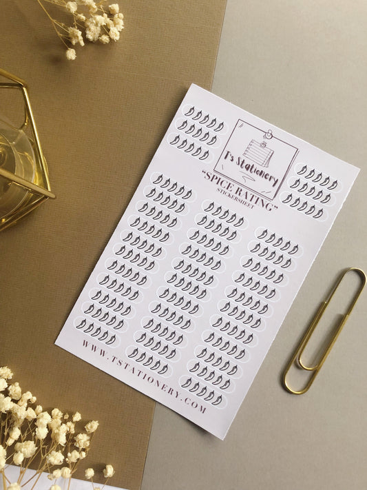 "Spice Rating"  Sticker Sheet