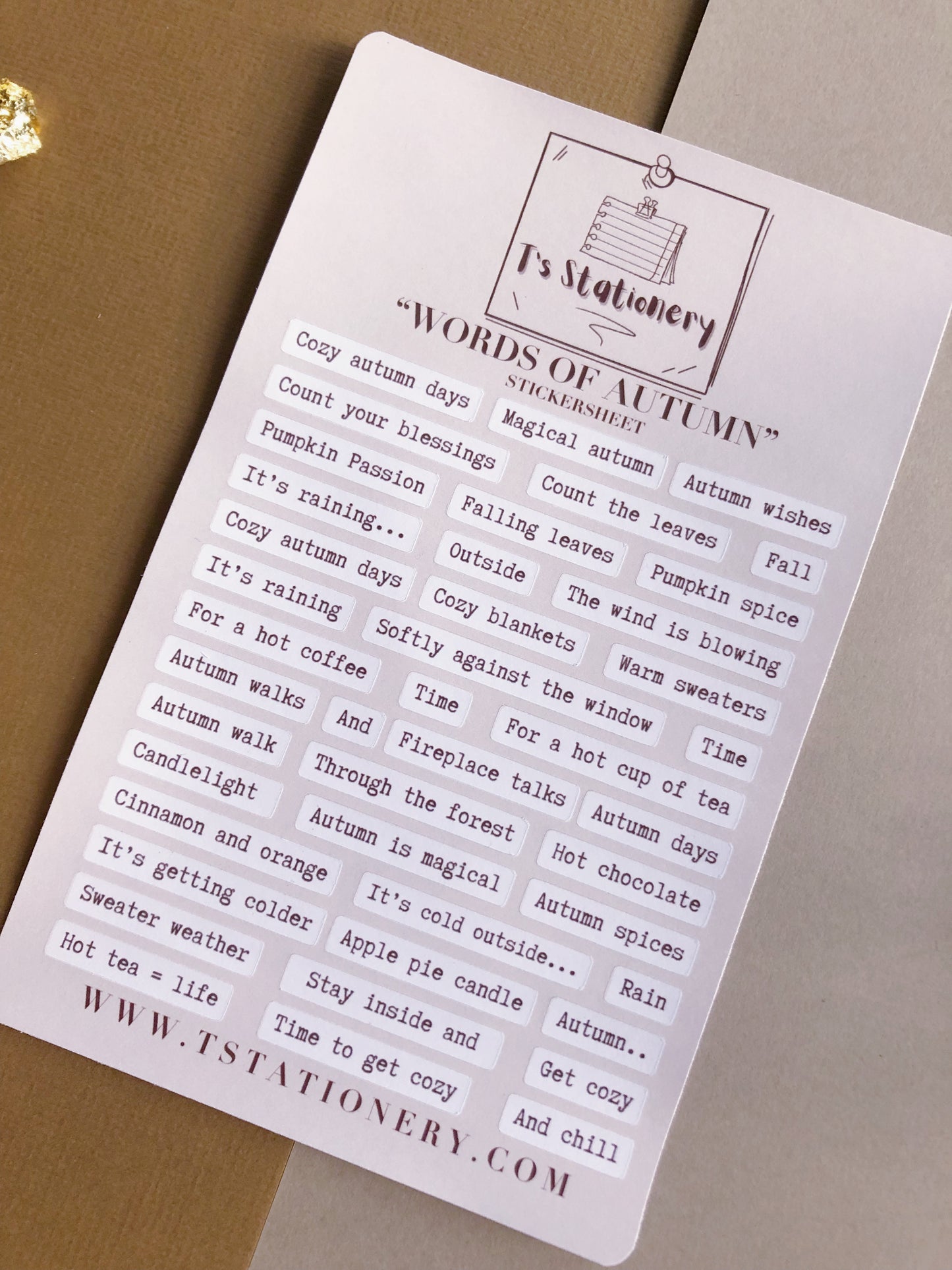 "Words Of Autumn"  Sticker Sheet