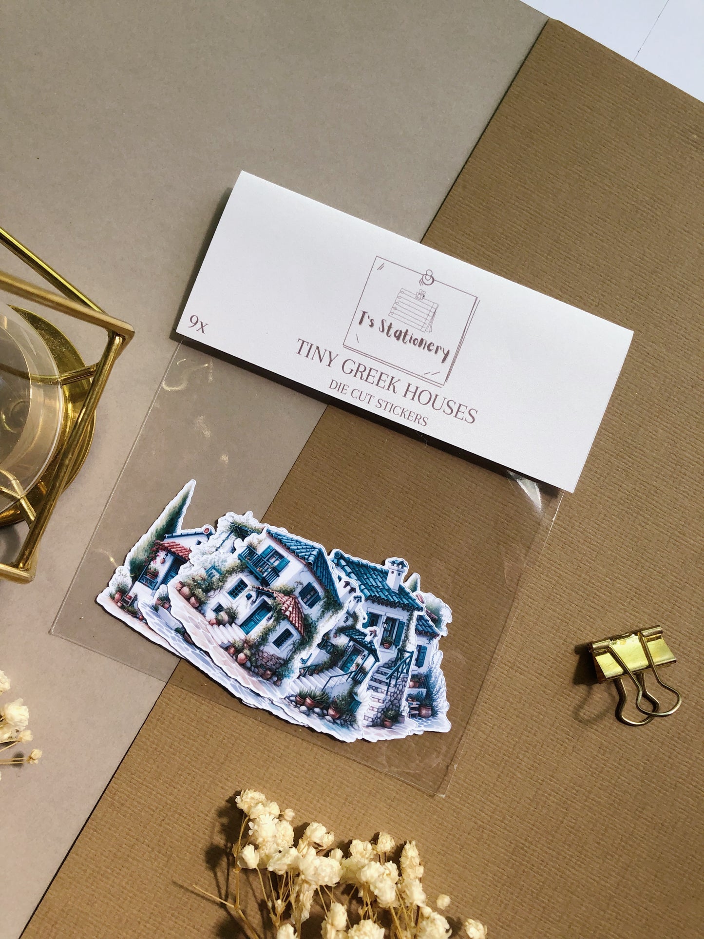 "9Pcs Tiny Greek House Stickers" Sticker Pack