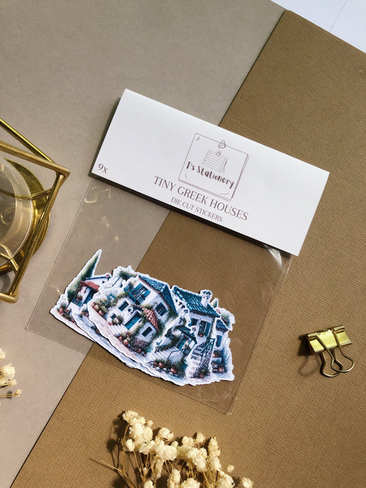 "9Pcs Tiny Greek House Stickers" Sticker Pack