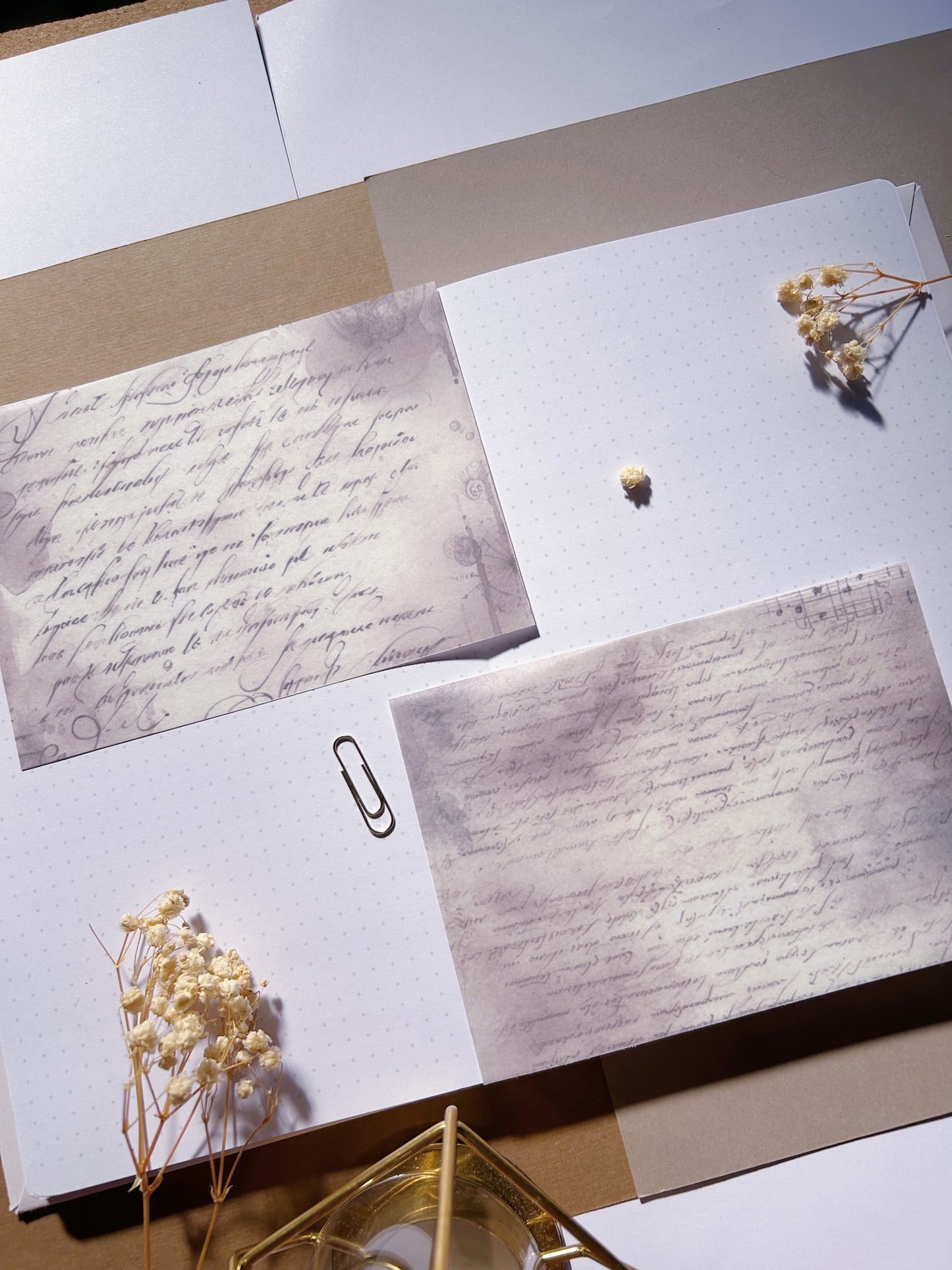 4 Pcs "Calligraphy Parchments"  Washi Sticker Sheet Set