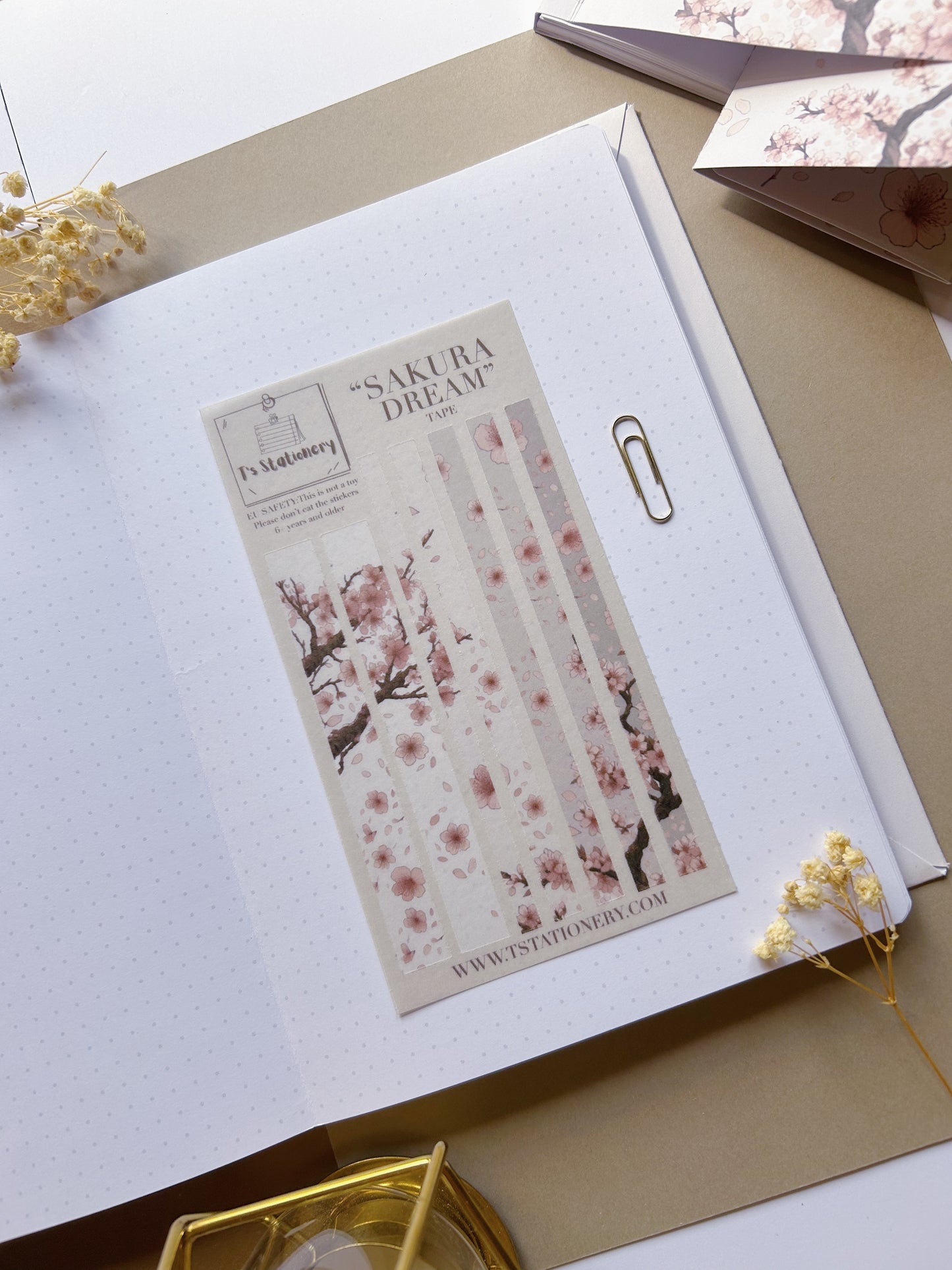 "Sakura Dream Washi Strips"  Sticker Sheet