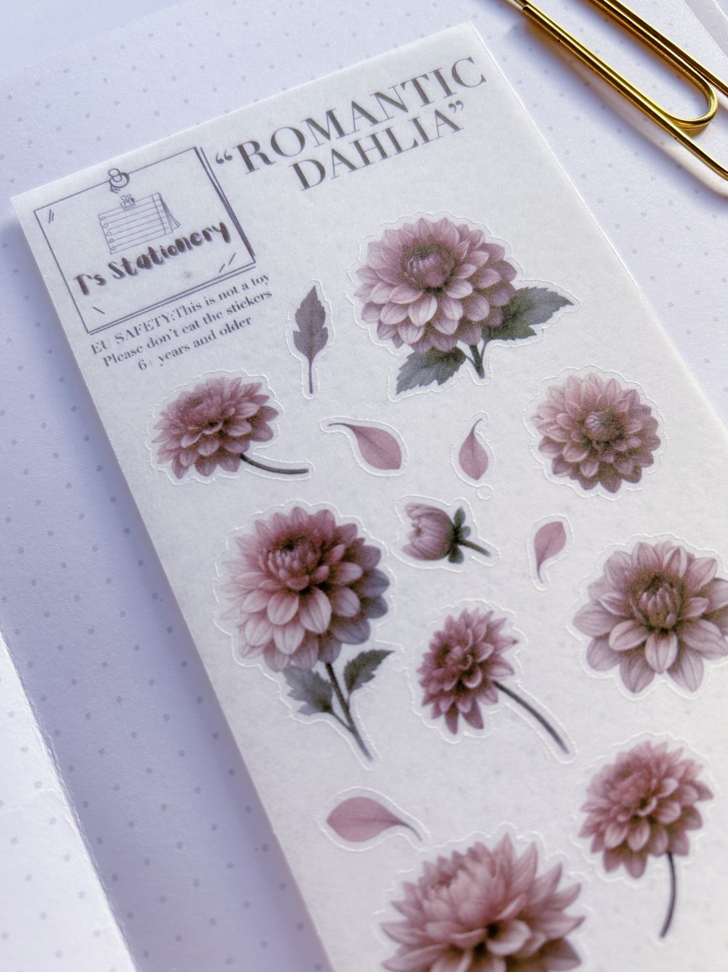 "Romantic Dahlia"  Washi Sticker Sheet
