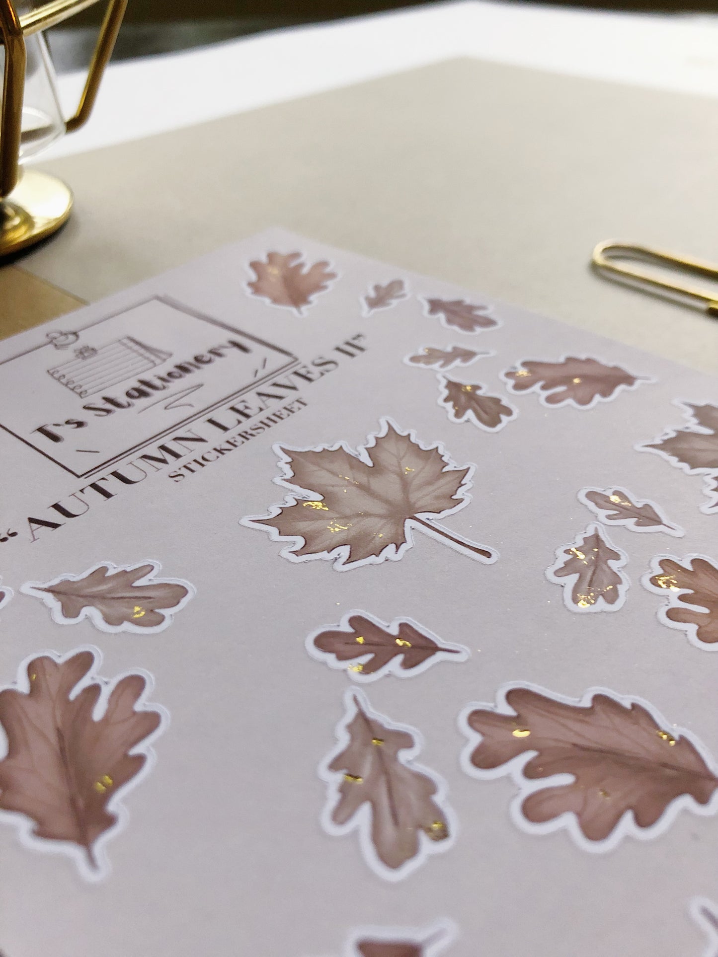 "Autumn Leaves II" Sticker Sheet (Gold Foil)