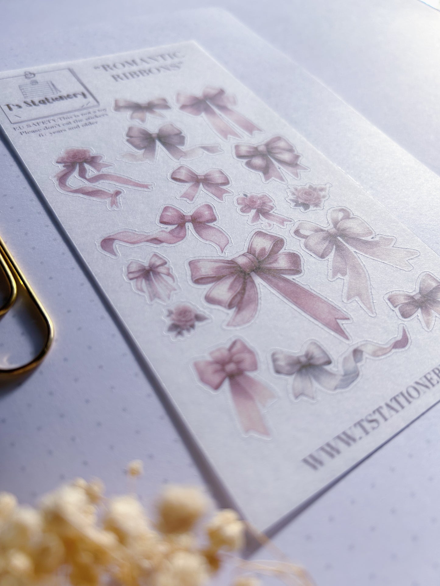 "Romantic Ribbons"  Washi Sticker Sheet