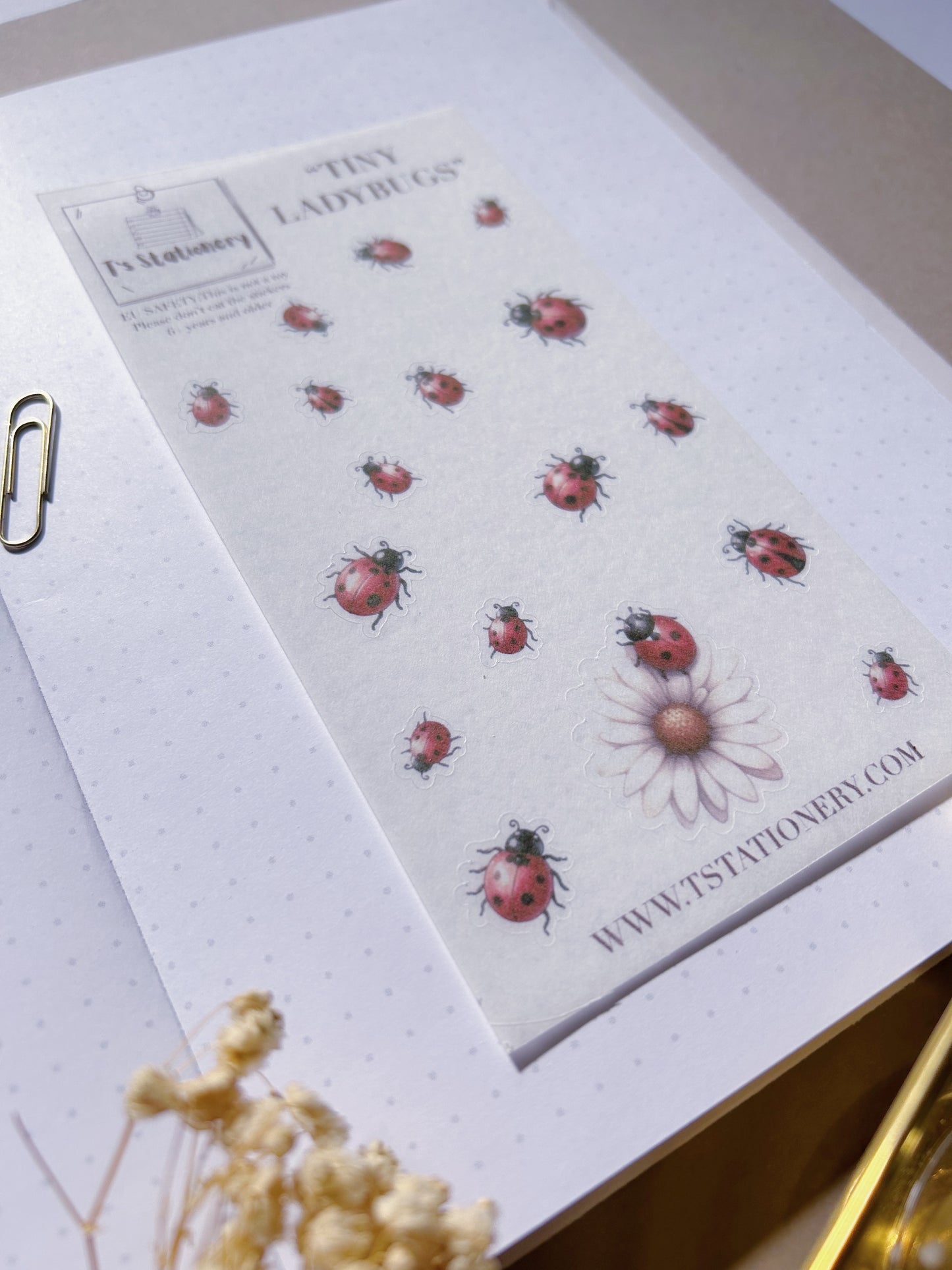 "Tiny Ladybugs"  Sticker Sheet