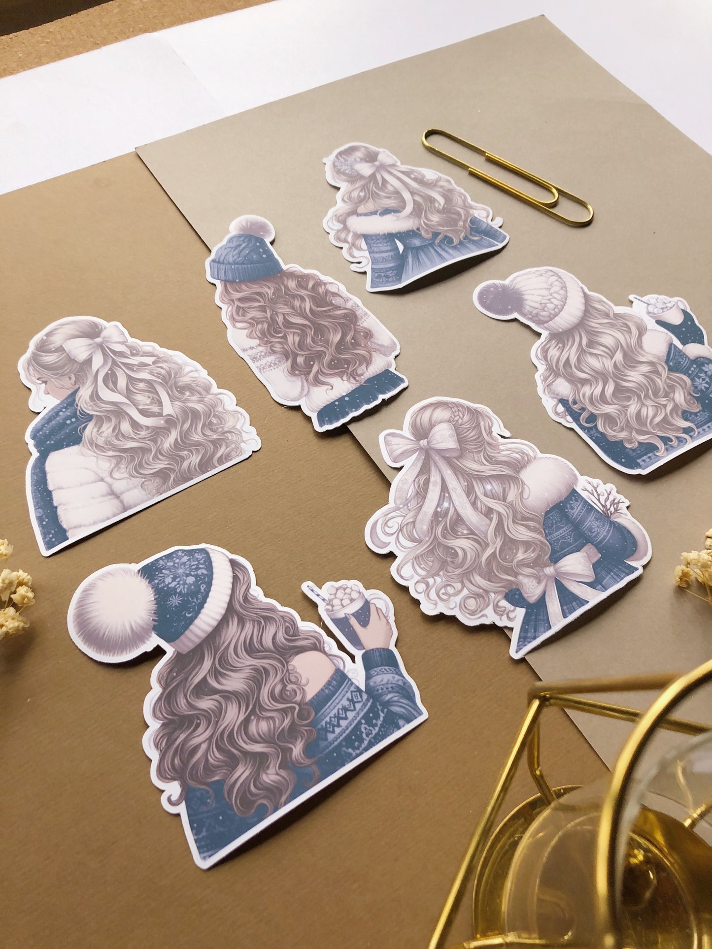 "6Pcs Winter Girls" Die Cut Sticker Pack