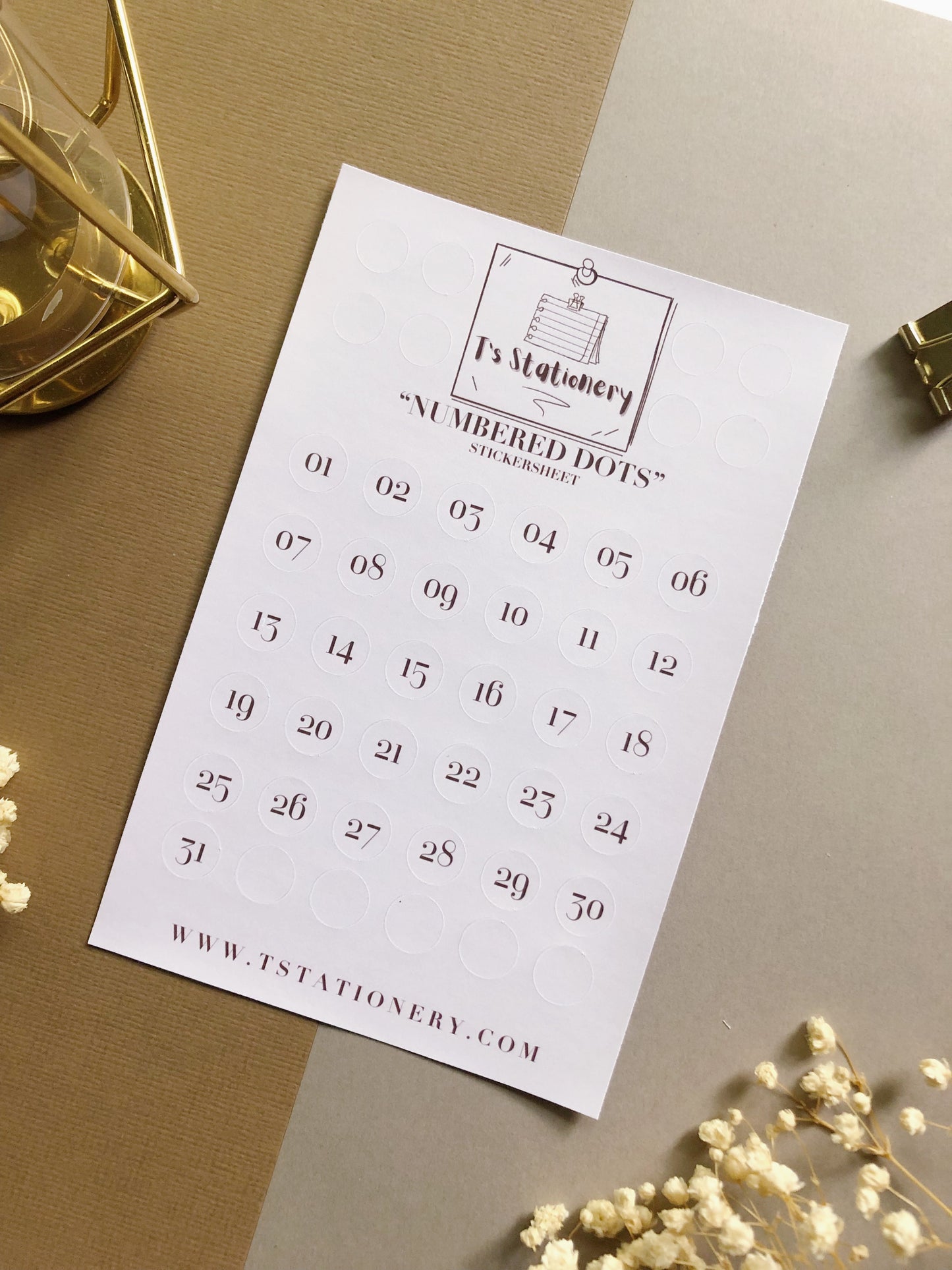 "Numbered Dots" Sticker Sheet