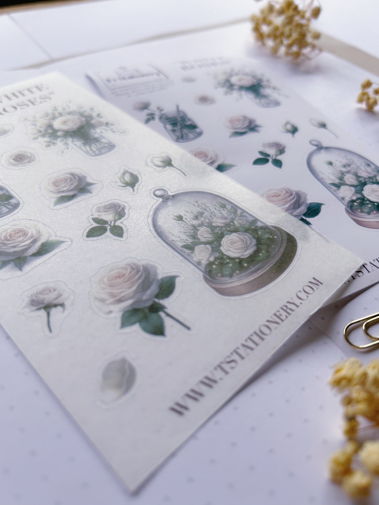 "White Roses"  Sticker Sheet