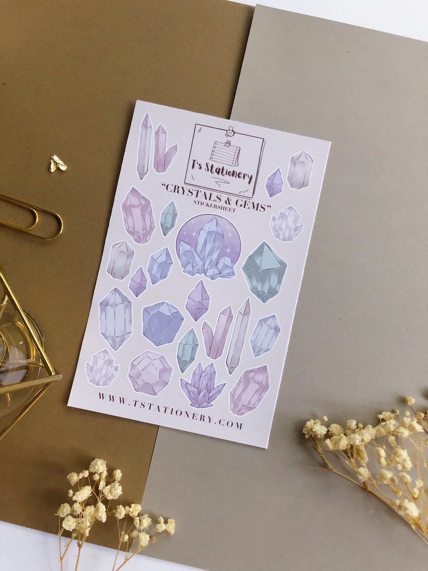 "Crystals & Gems"  Sticker Sheet