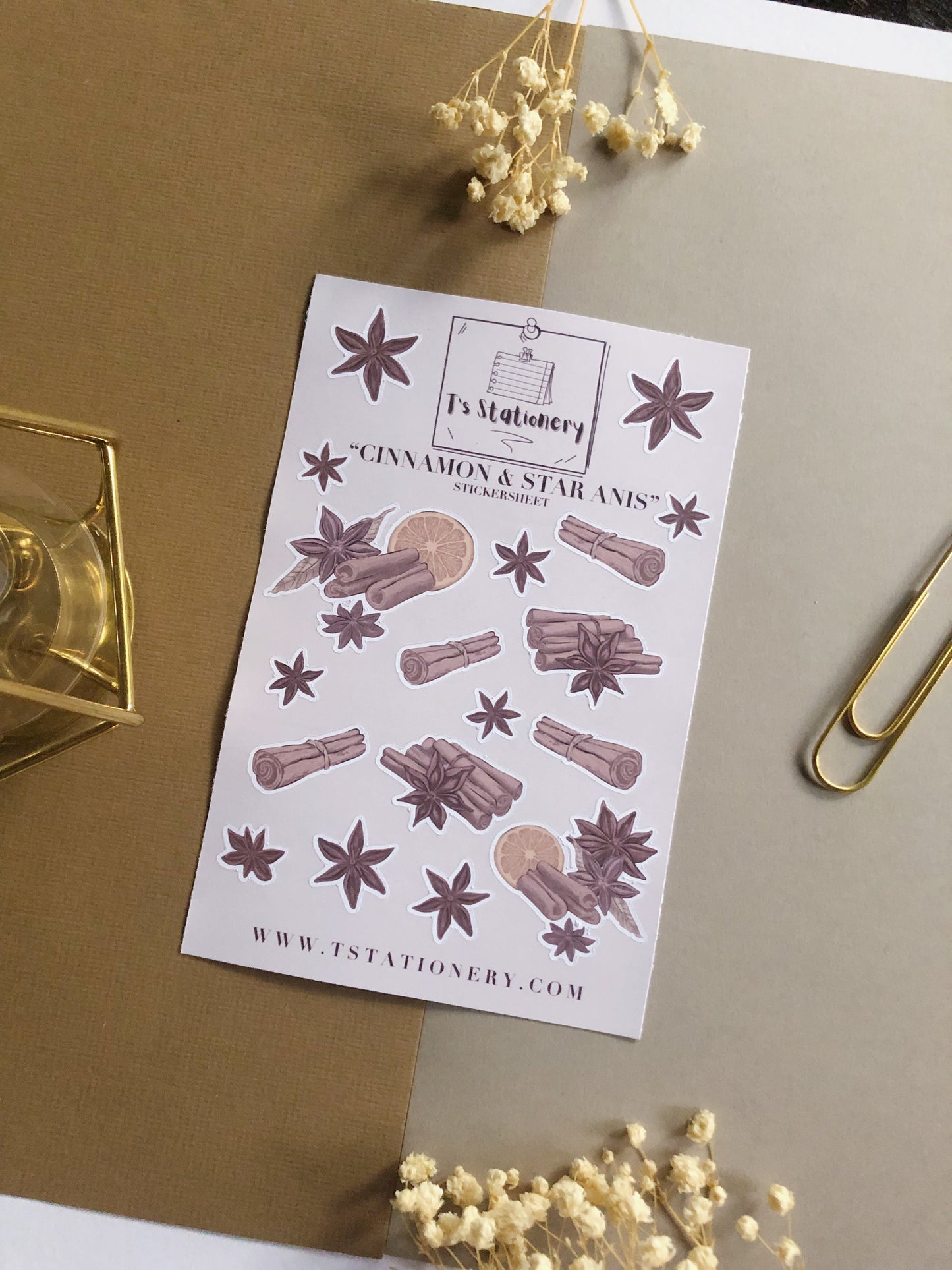 "Cinnamon & Star Anis"  Sticker Sheet