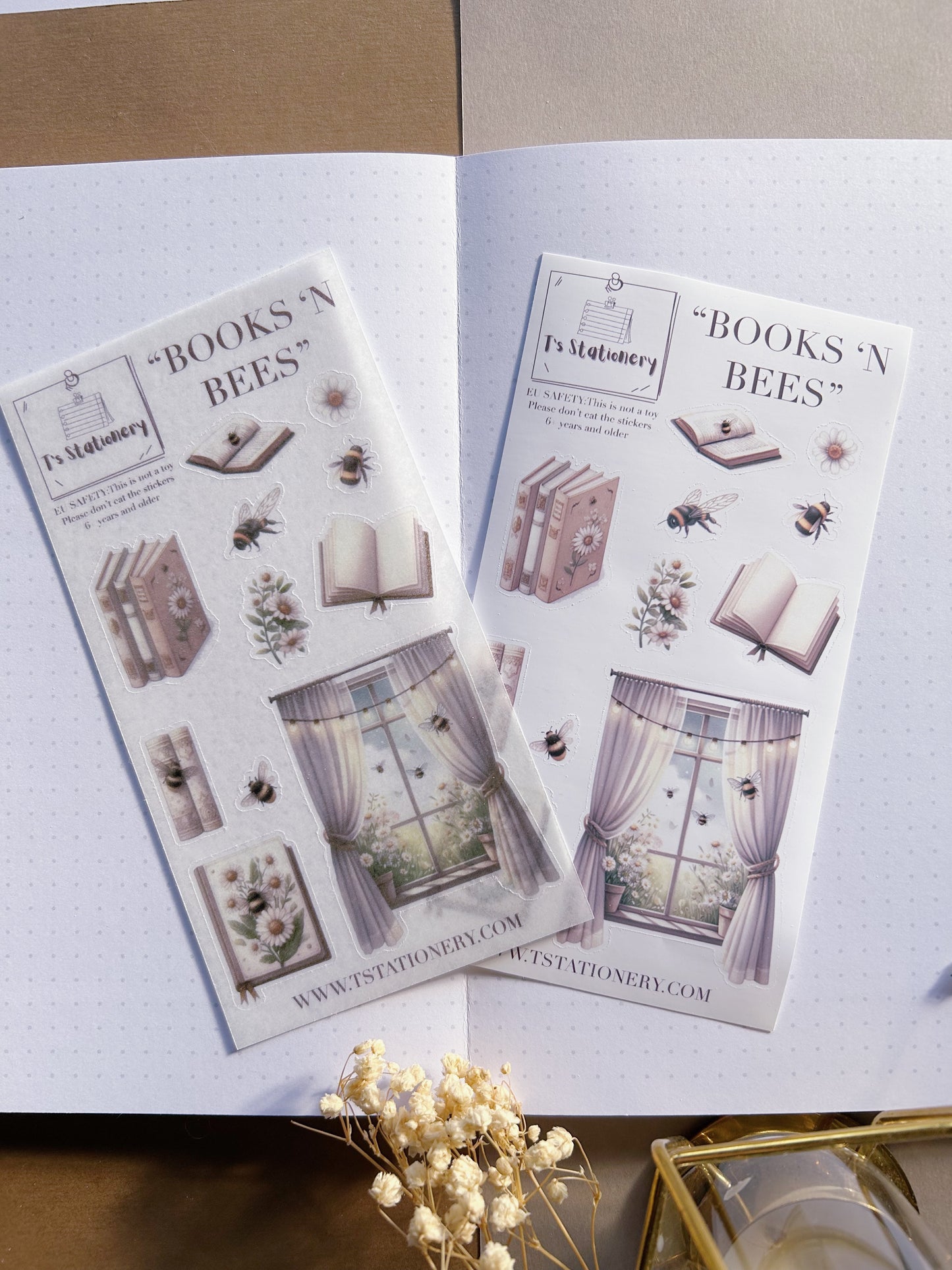 "Books 'n Bees"  Sticker Sheet