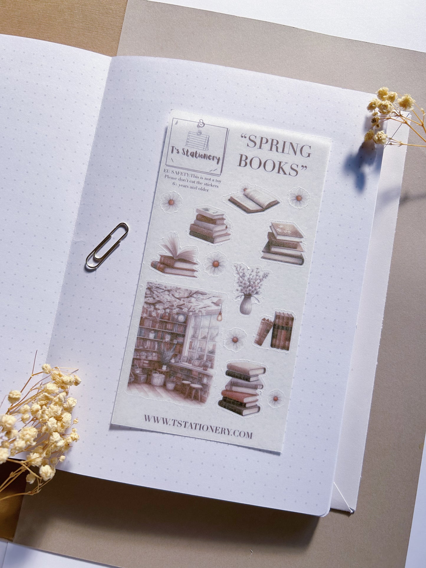 "Spring Books"  Washi Sticker Sheet