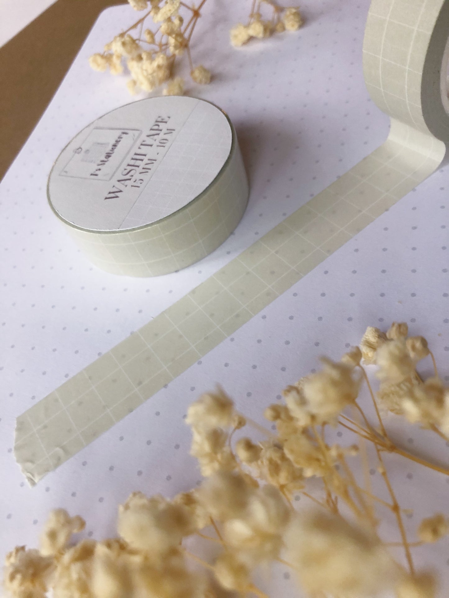 "Beige + White Grid" Washi Tape
