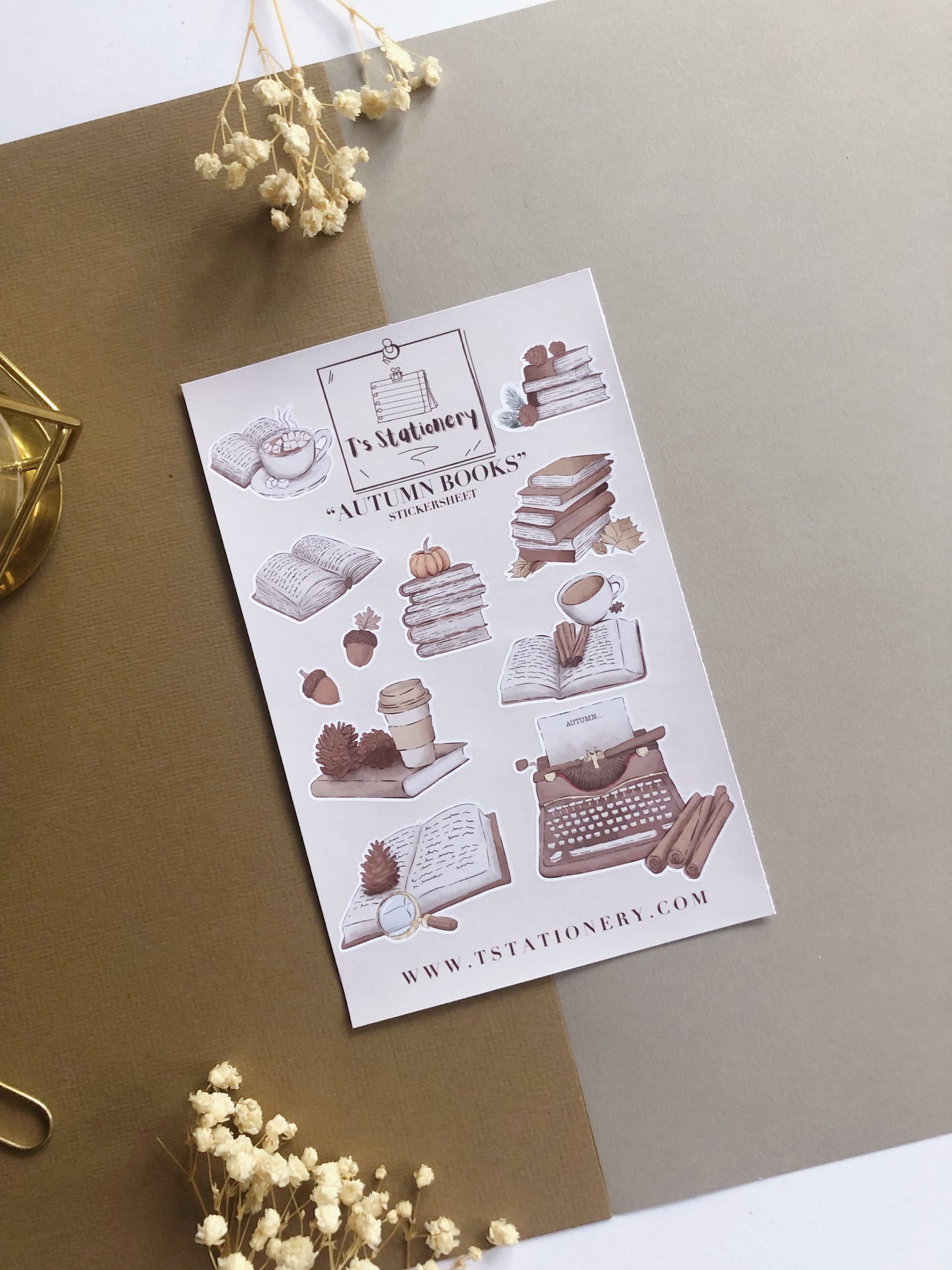 "Autumn Books"  Sticker Sheet