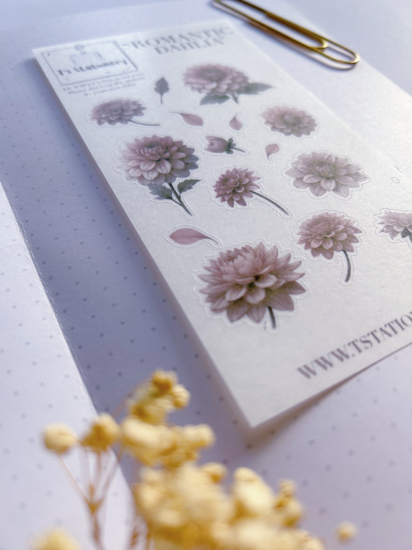 "Romantic Dahlia"  Washi Sticker Sheet