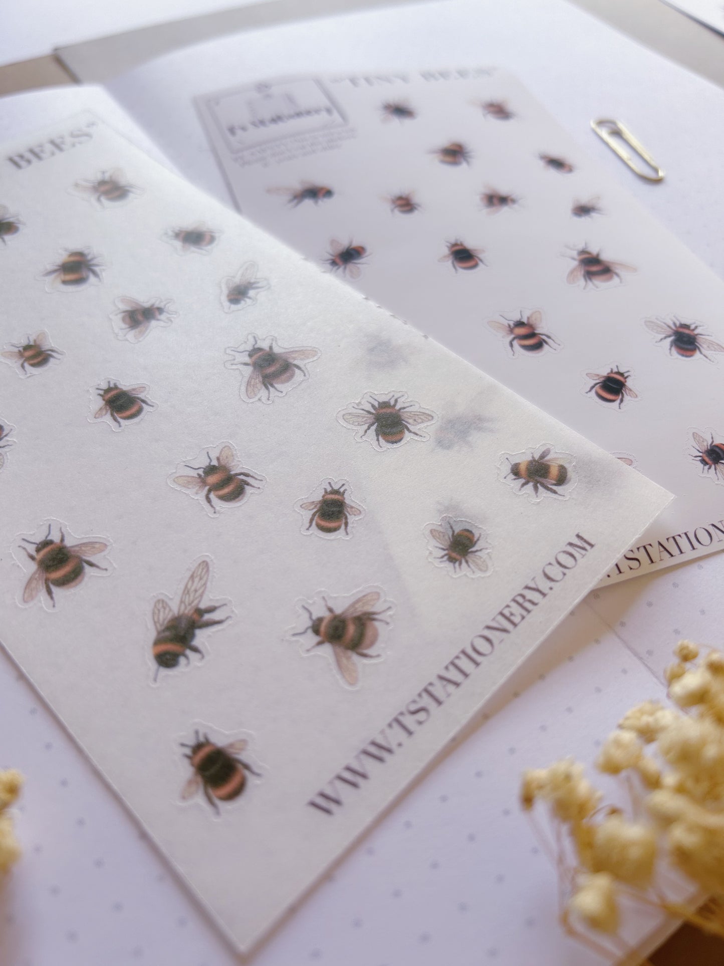 "Tiny Bees"  Sticker Sheet