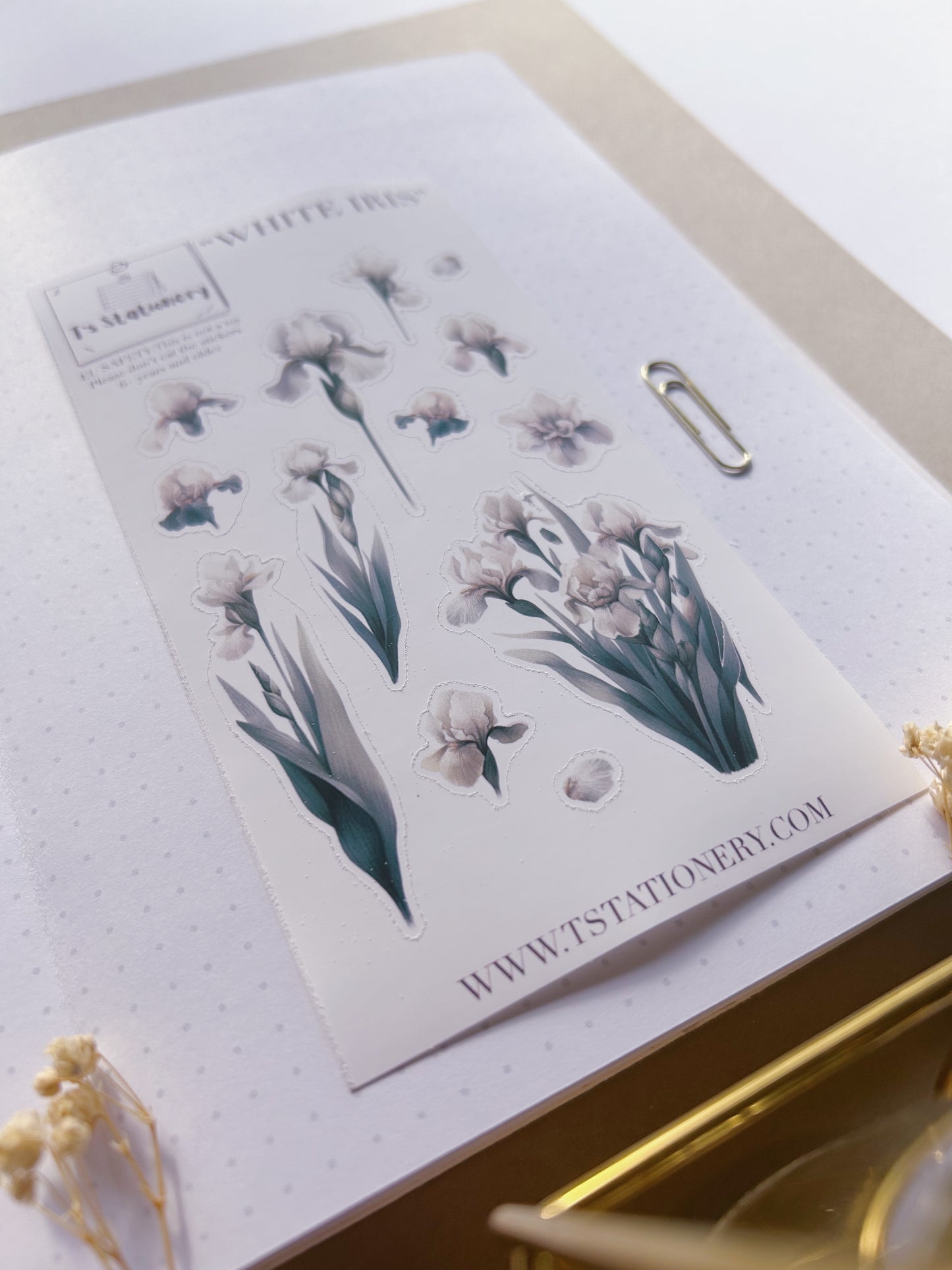 "White Iris"  Sticker Sheet