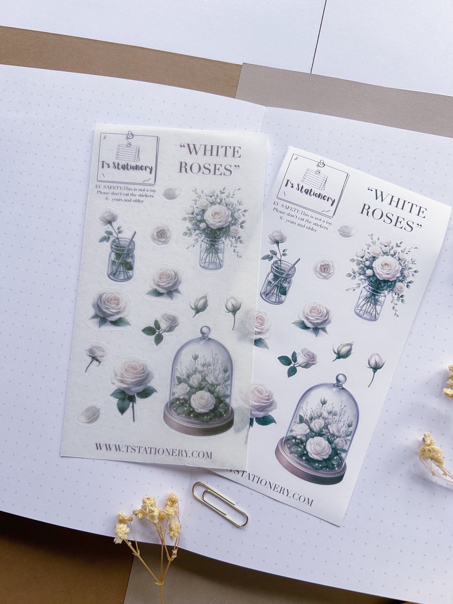 "White Roses"  Sticker Sheet