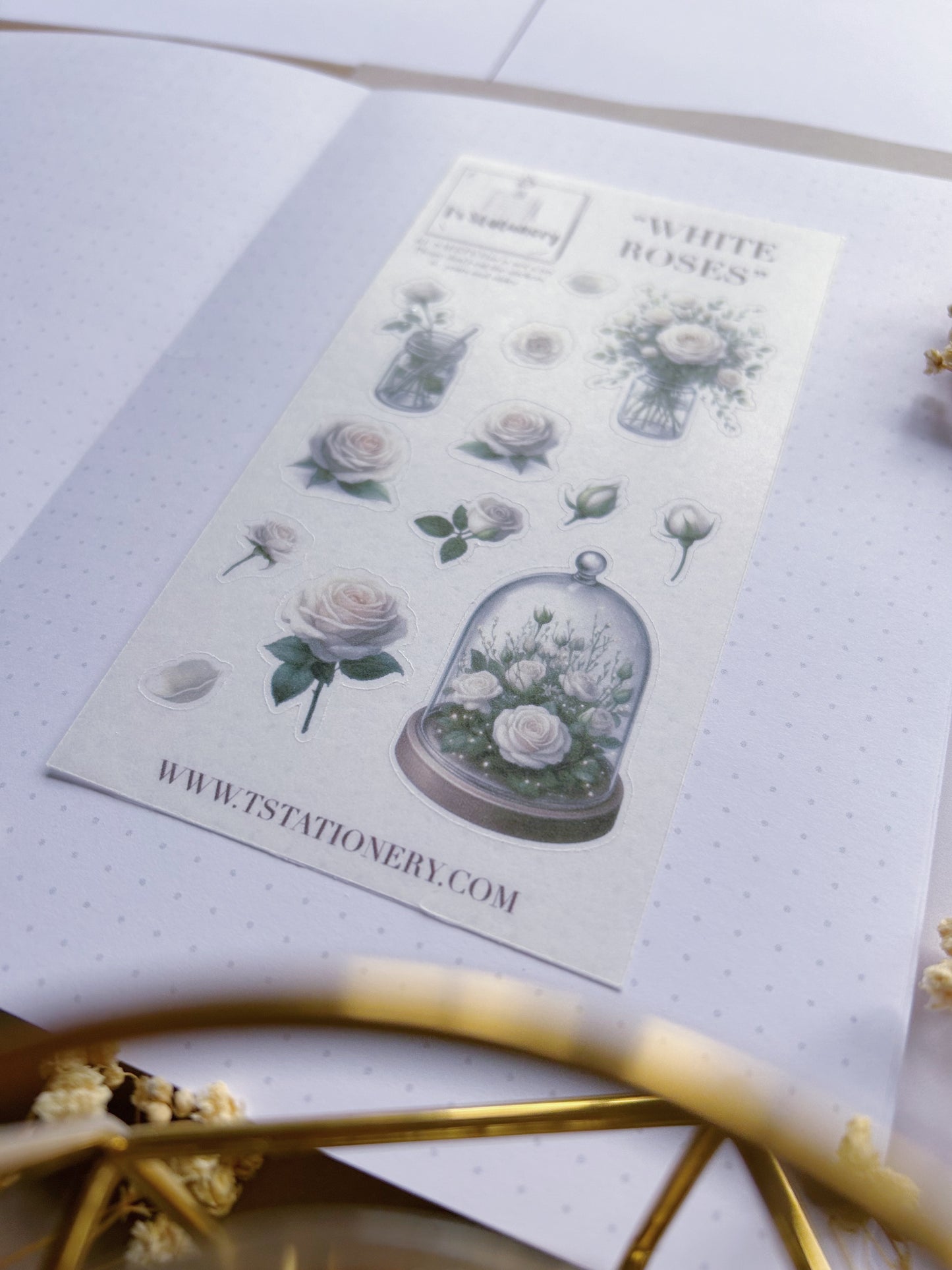 "White Roses"  Sticker Sheet