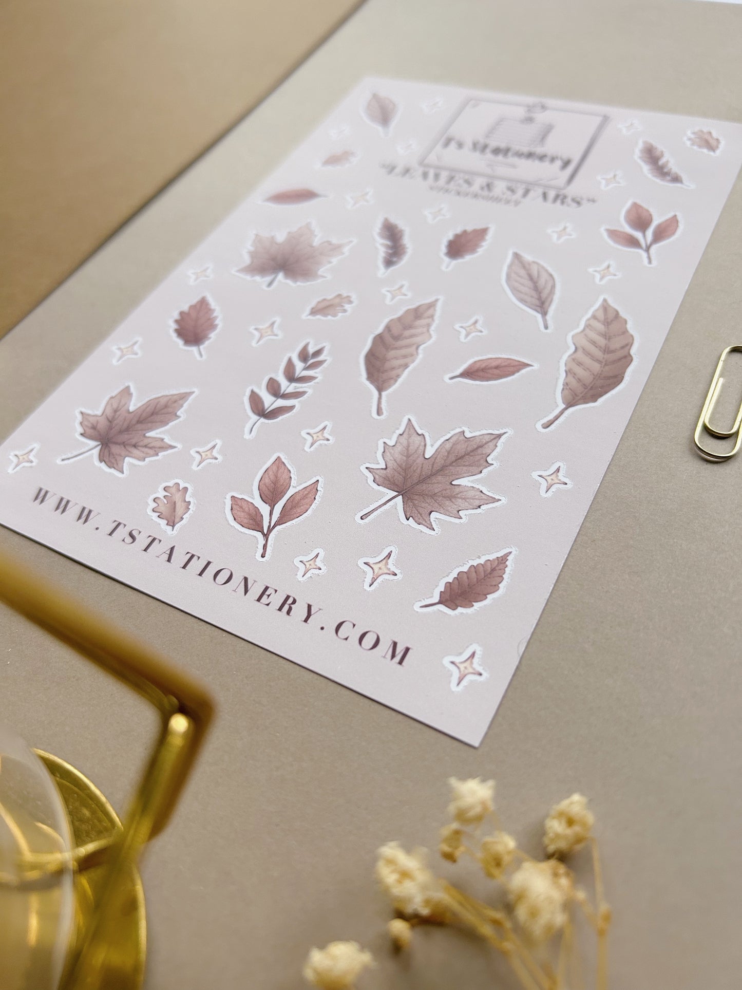 "Leaves & Stars"  Sticker Sheet