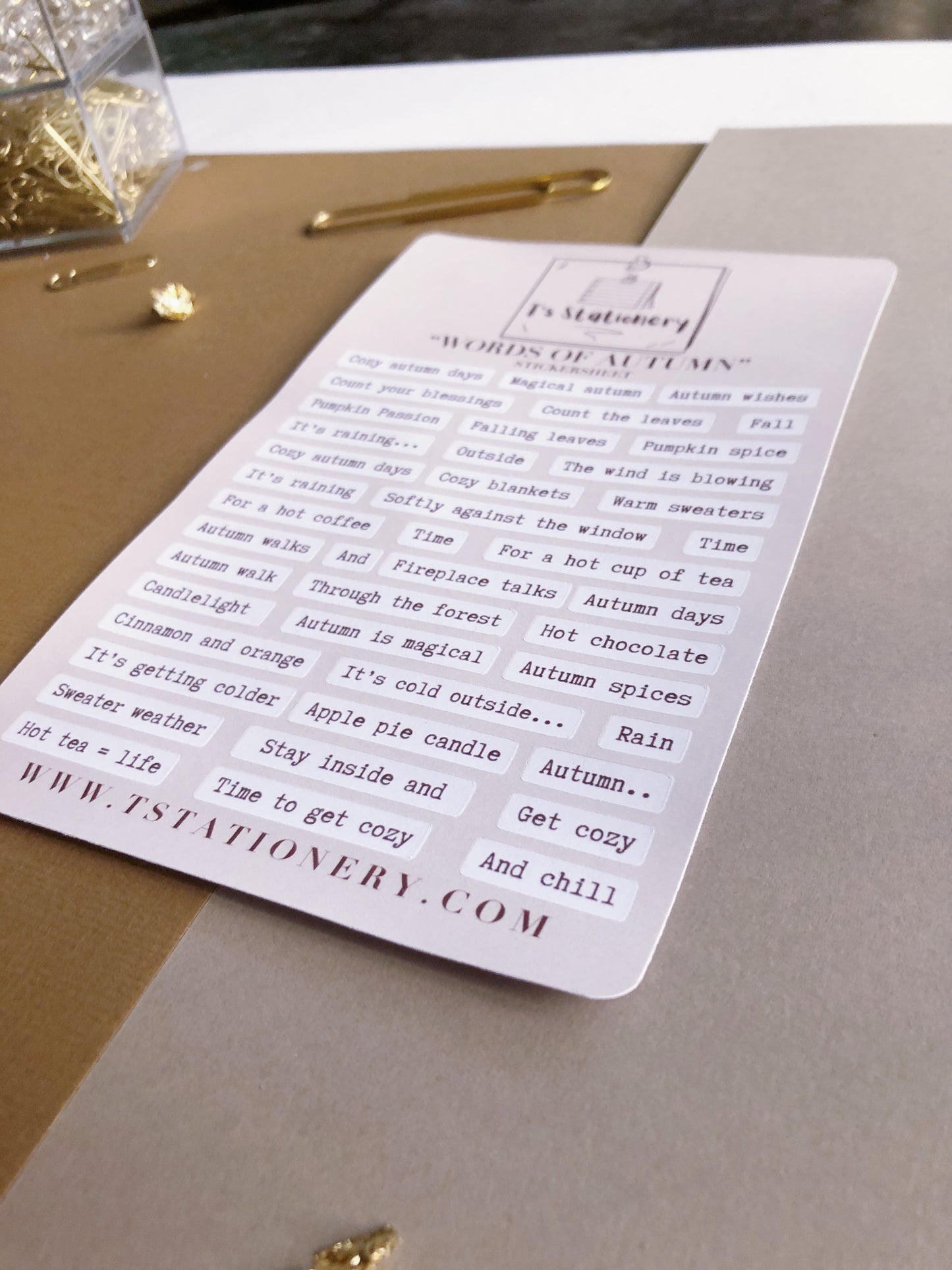 "Words Of Autumn"  Sticker Sheet