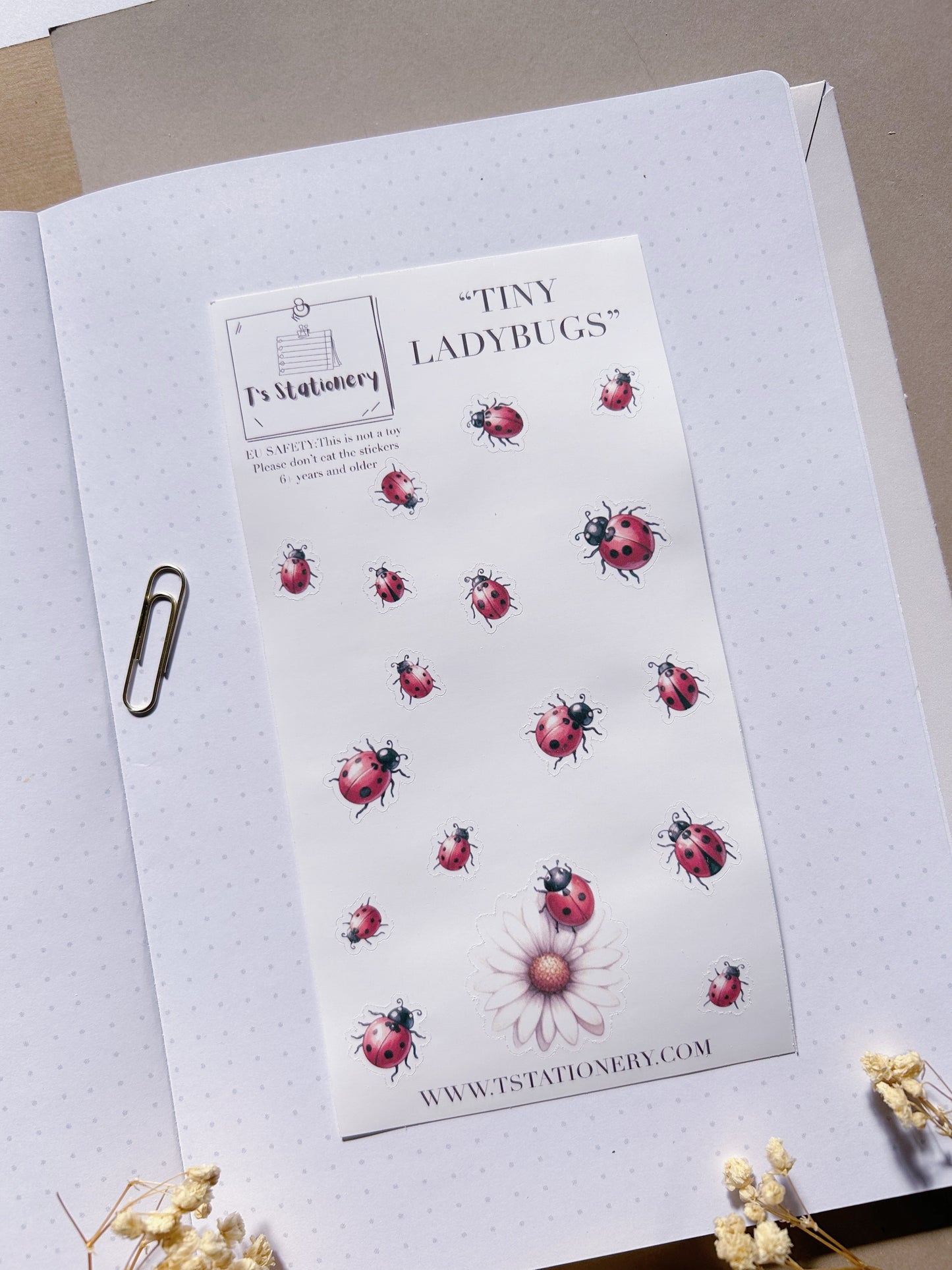 "Tiny Ladybugs"  Sticker Sheet