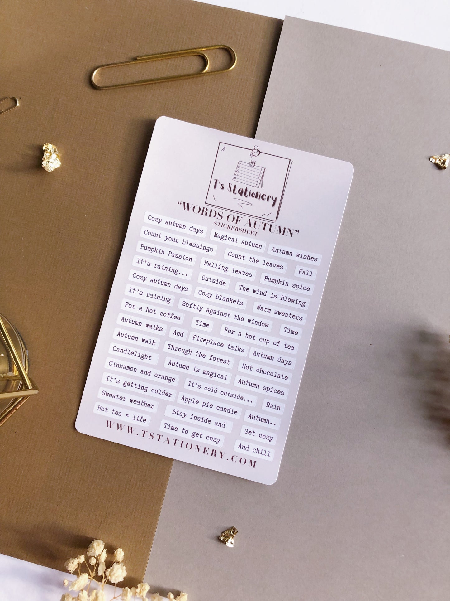 "Words Of Autumn"  Sticker Sheet