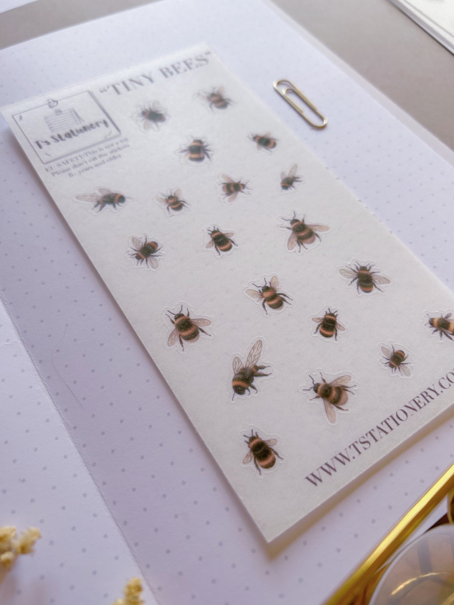 "Tiny Bees"  Sticker Sheet