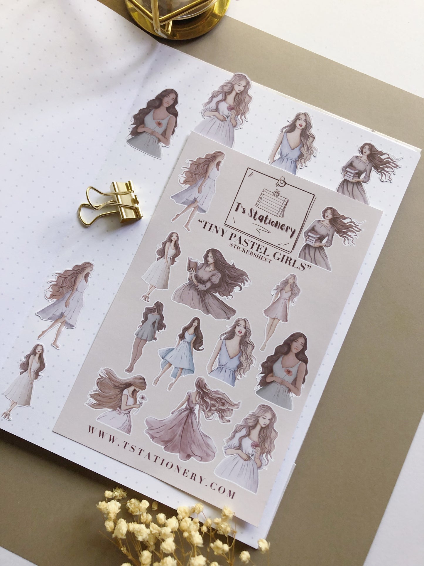 "Tiny Pastel Girls"  Sticker Sheet