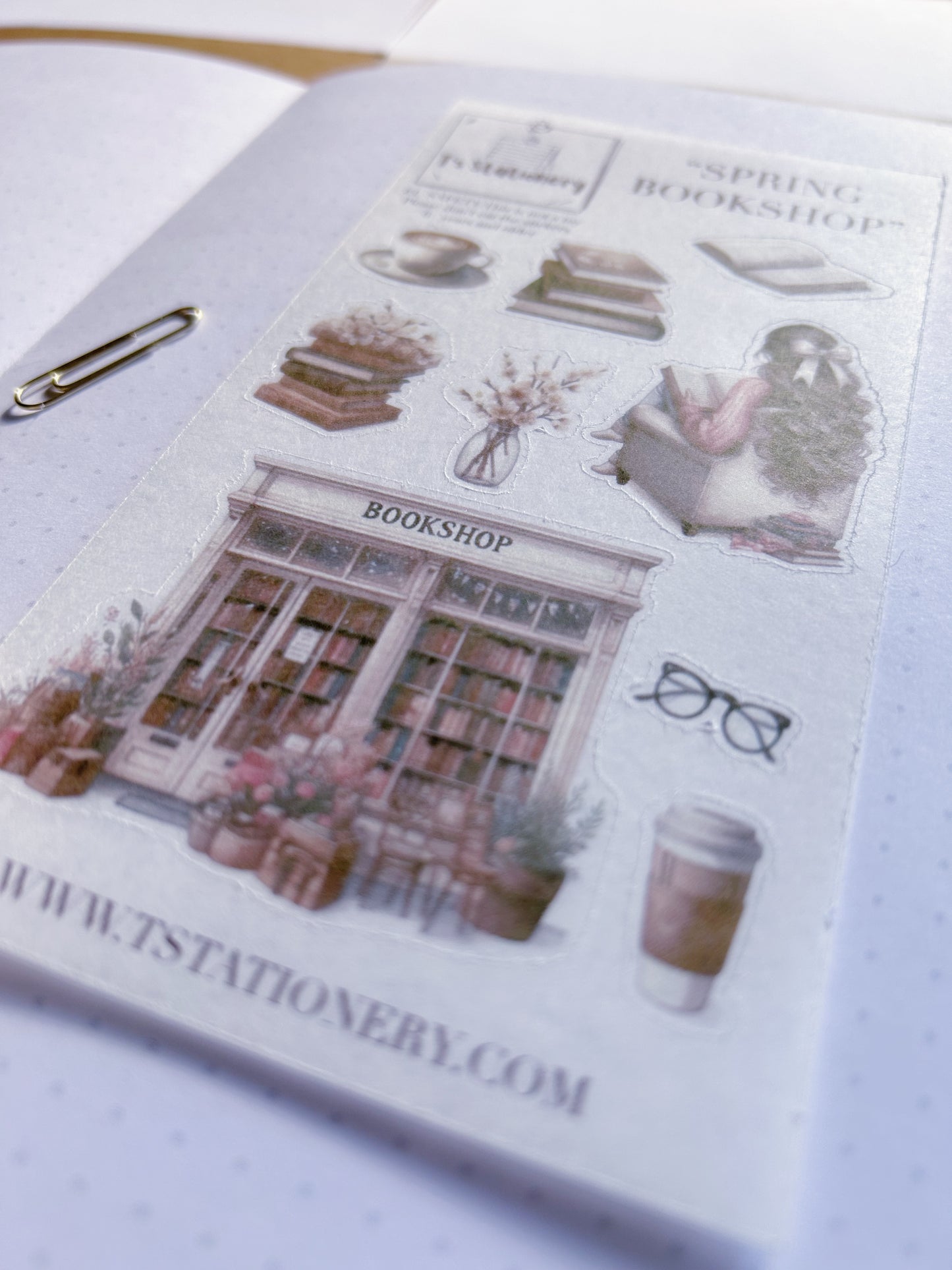 "Spring Bookshop"  Sticker Sheet