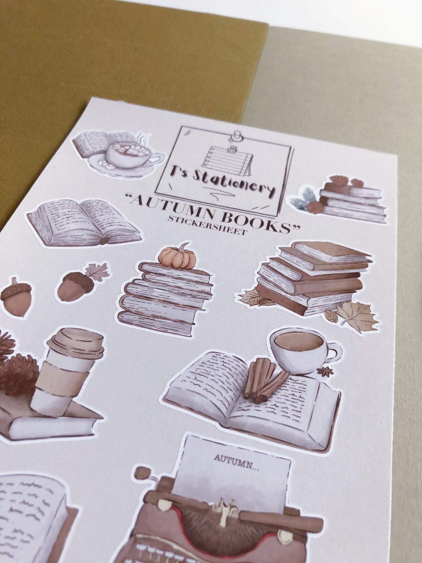 "Autumn Books"  Sticker Sheet