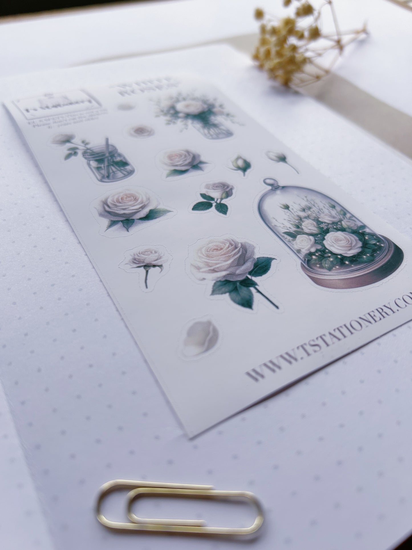 "White Roses"  Sticker Sheet