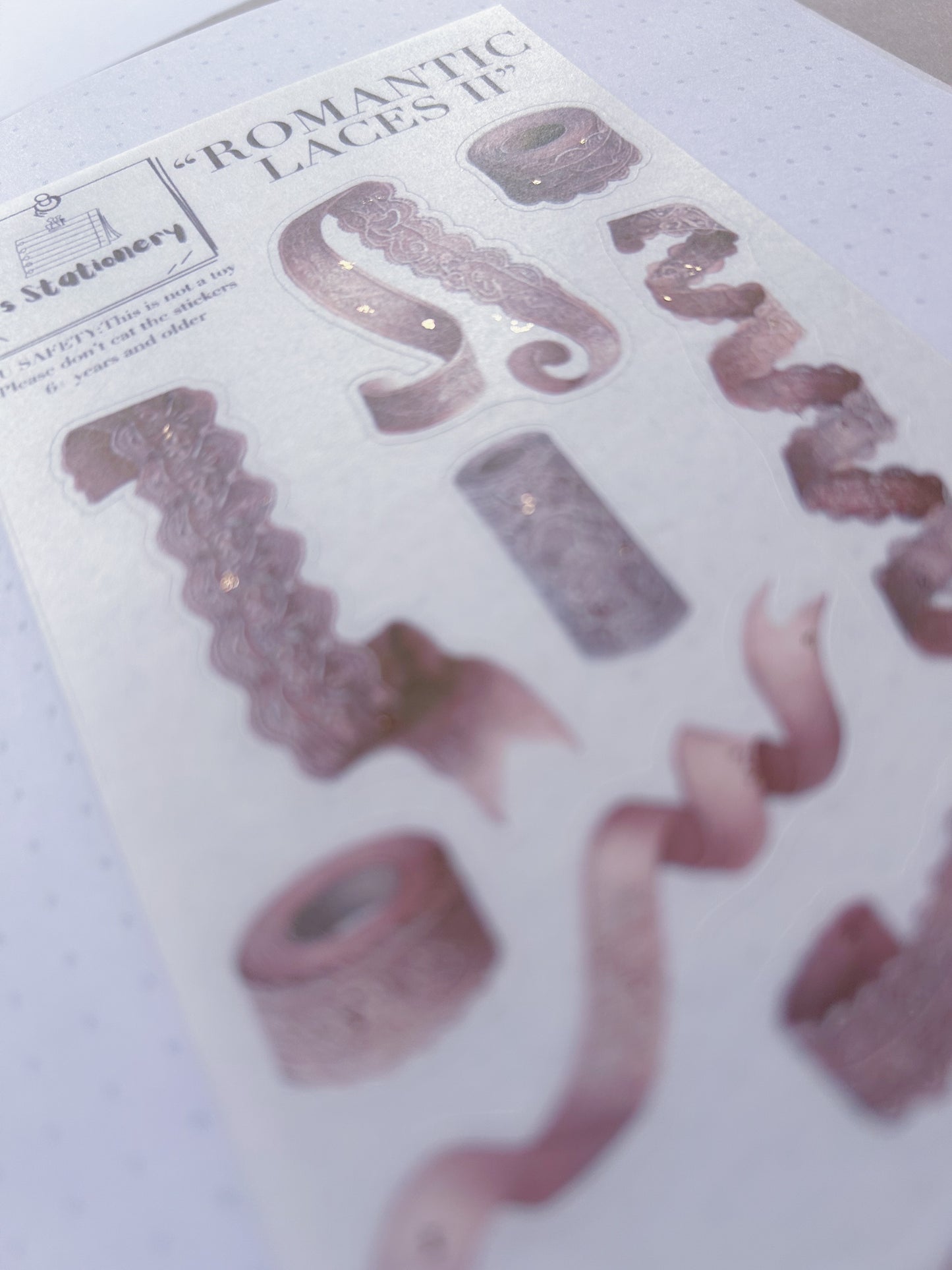 "Romantic Laces II"  Washi Sticker Sheet W Rose Gold Foil