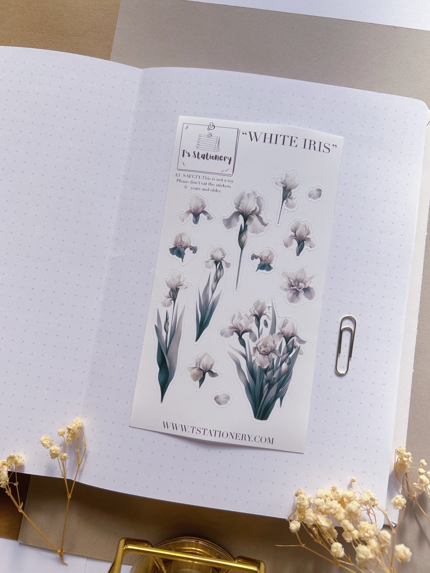 "White Iris"  Sticker Sheet
