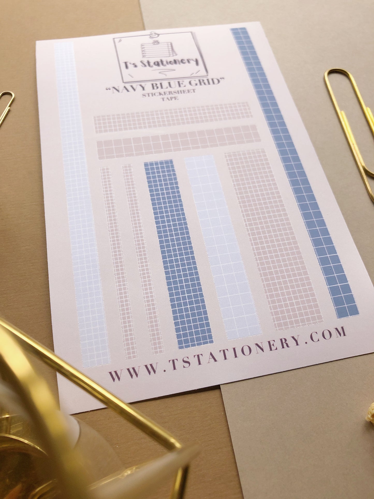 "Navy Blue Gird" Sticker Sheet Tape