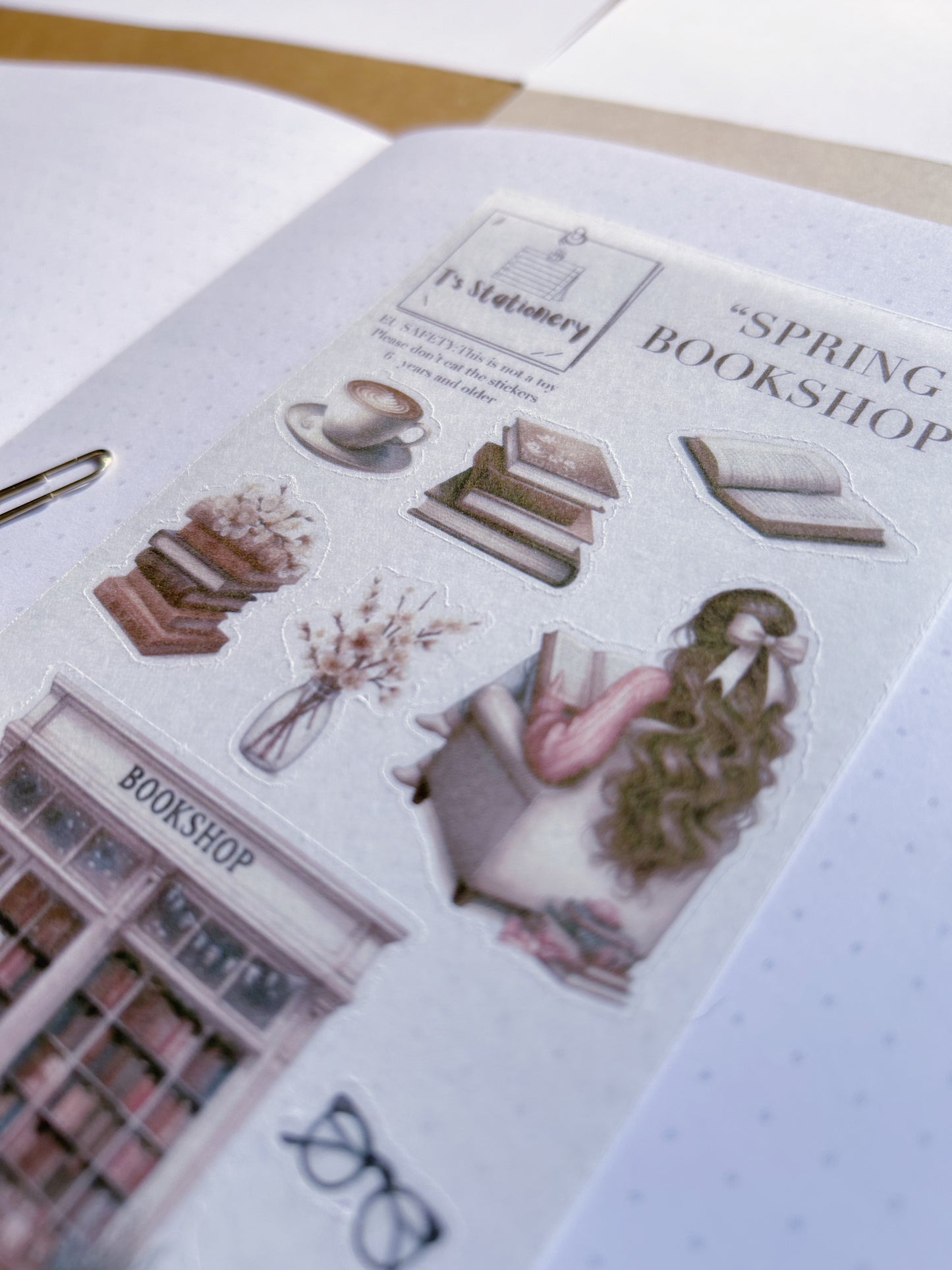 "Spring Bookshop"  Sticker Sheet