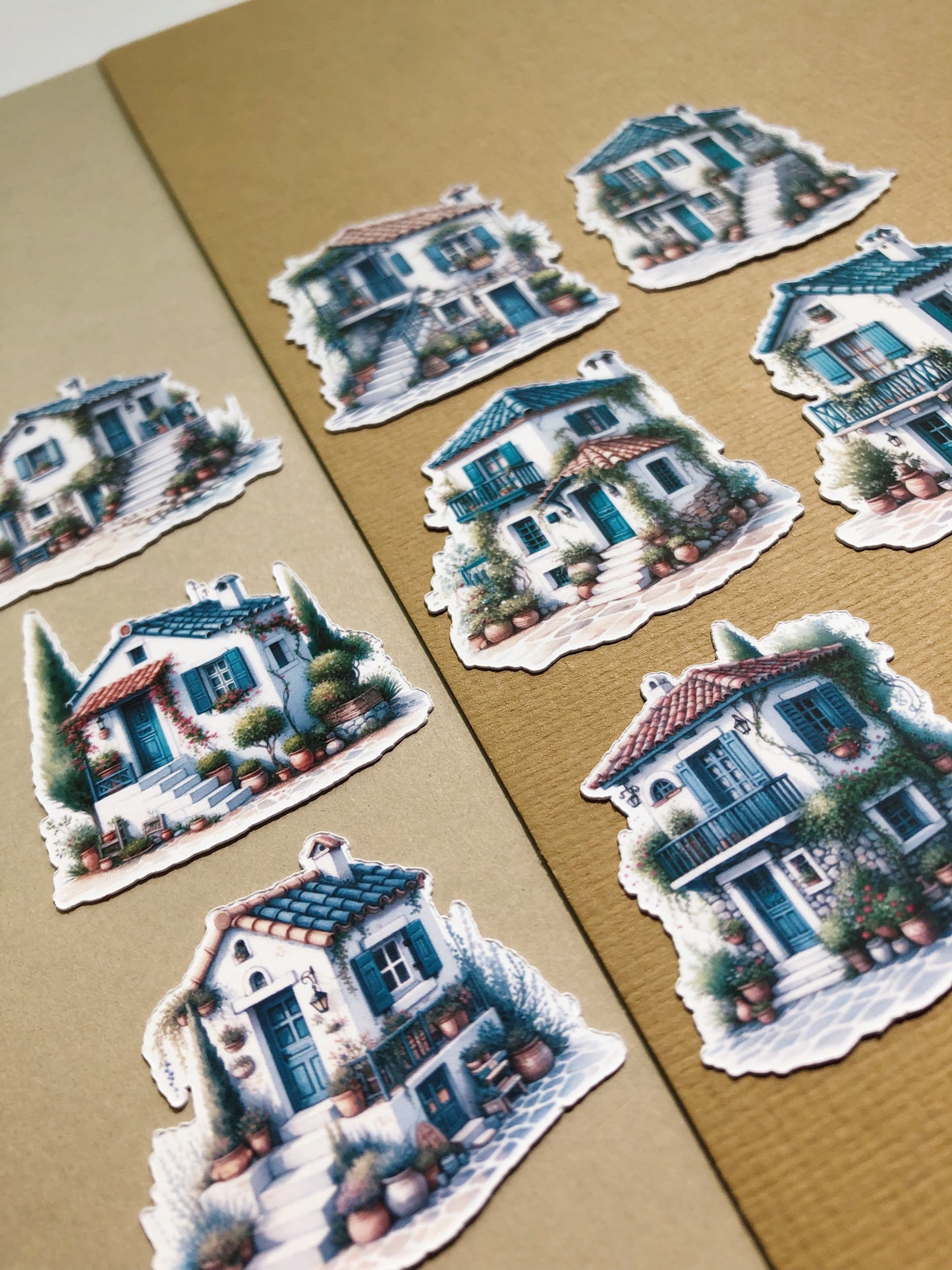 "9Pcs Tiny Greek House Stickers" Sticker Pack