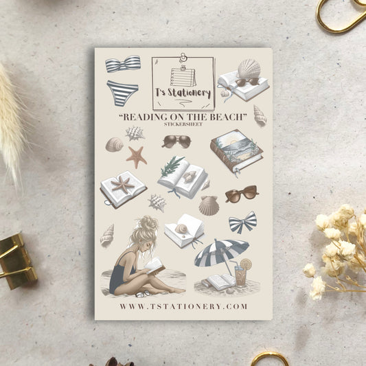 “Reading On The Beach" Sticker Sheet