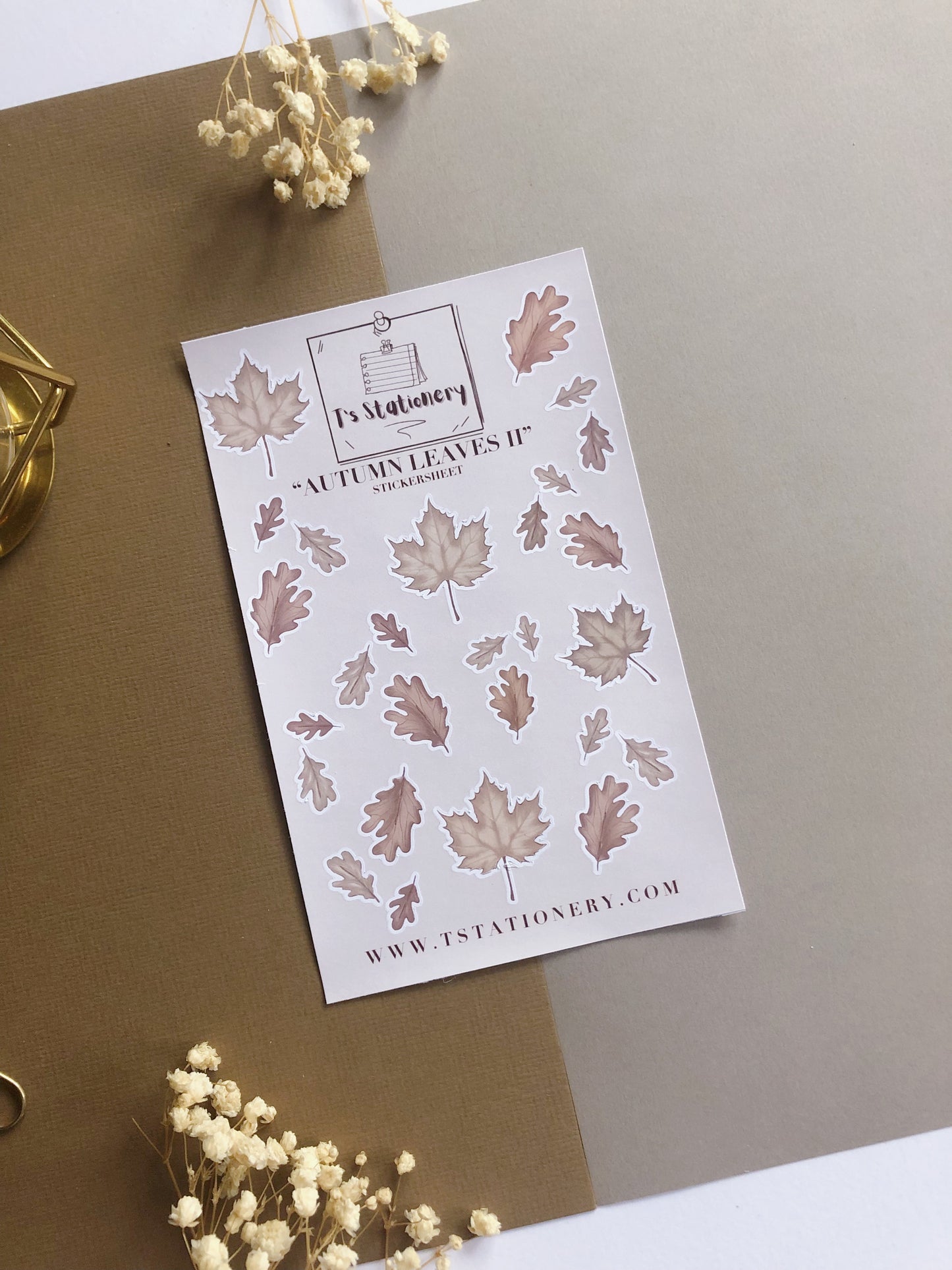 "Autumn Leaves II" Sticker Sheet (Gold Foil)