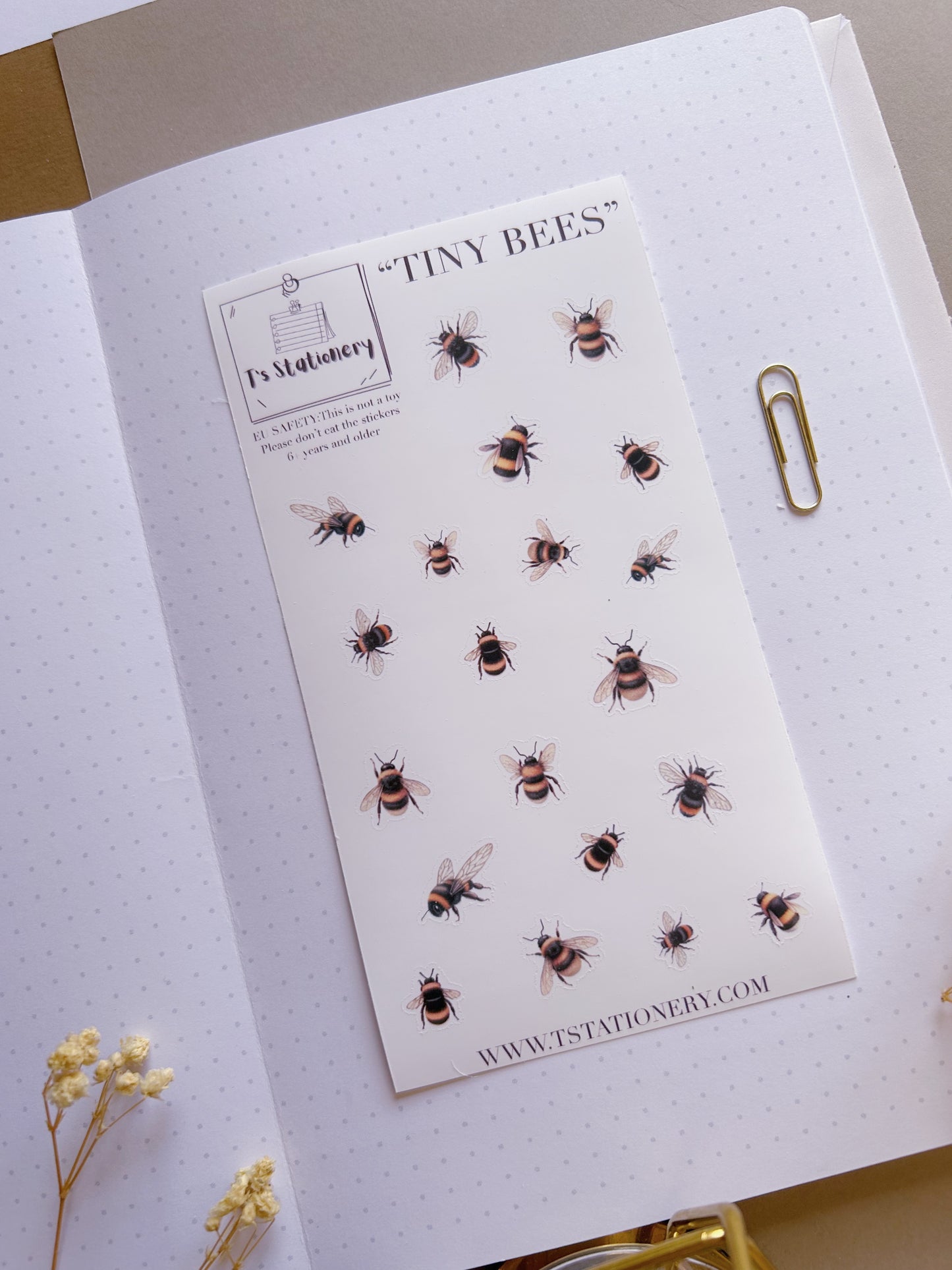 "Tiny Bees"  Sticker Sheet