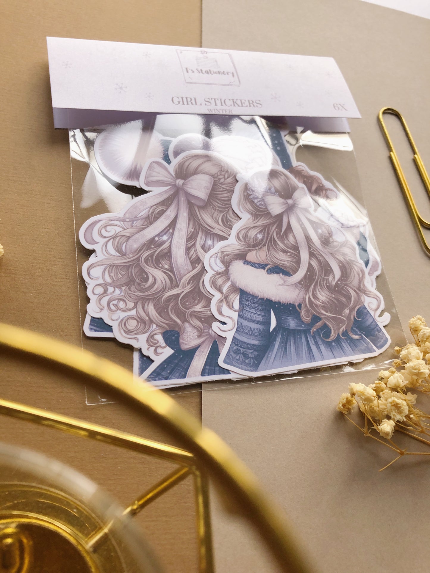 "6Pcs Winter Girls" Die Cut Sticker Pack