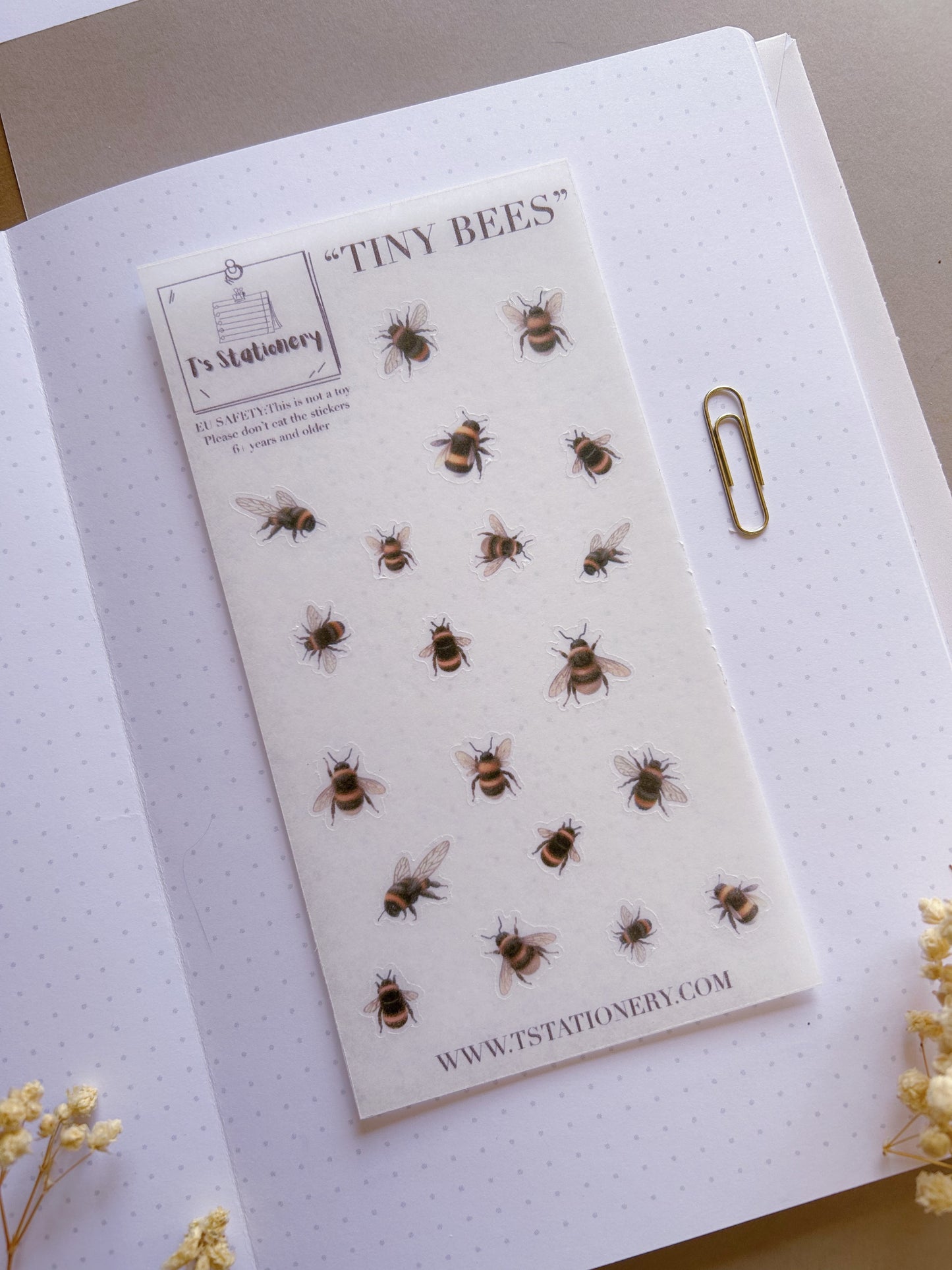 "Tiny Bees"  Sticker Sheet
