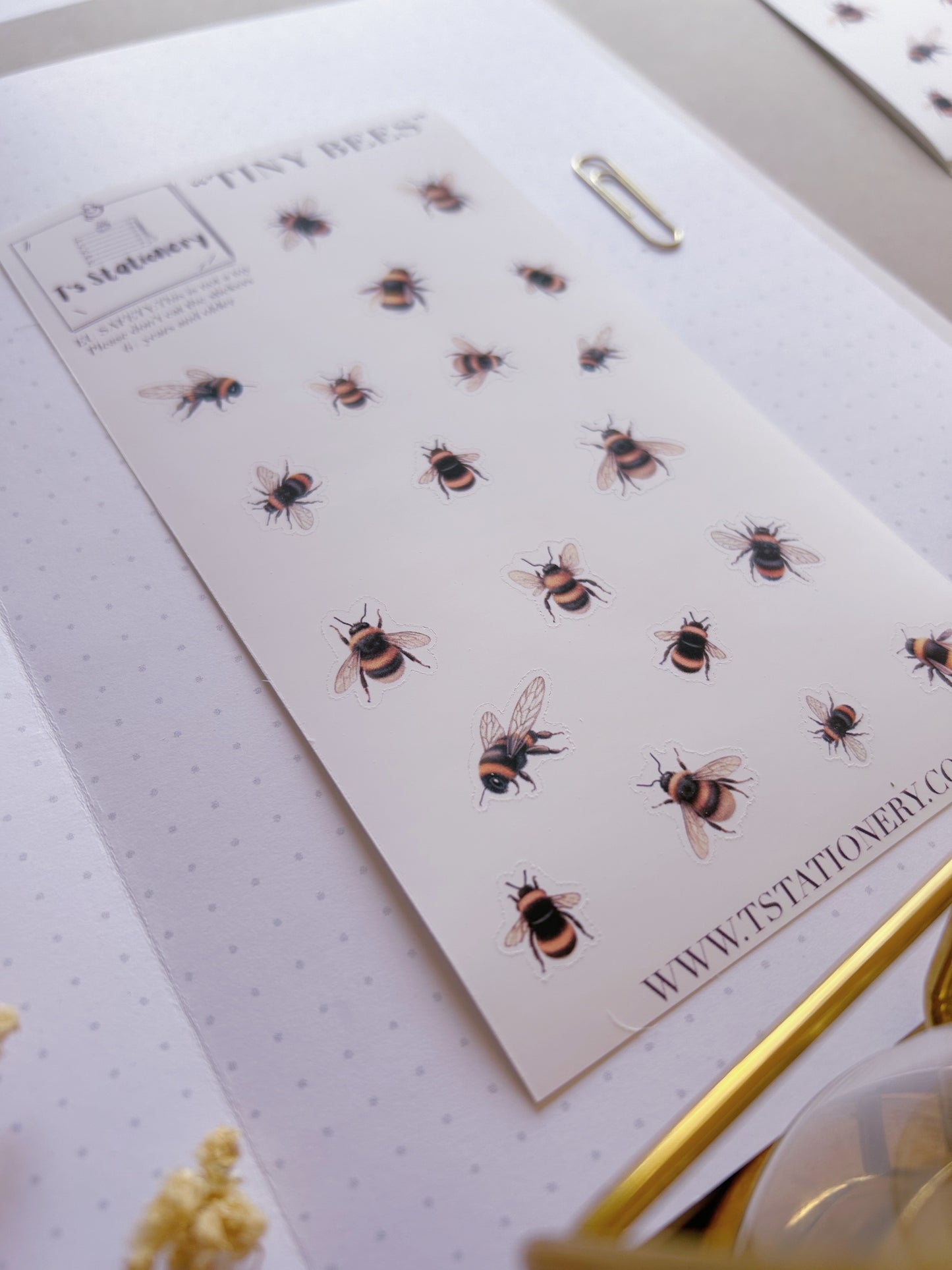 "Tiny Bees"  Sticker Sheet
