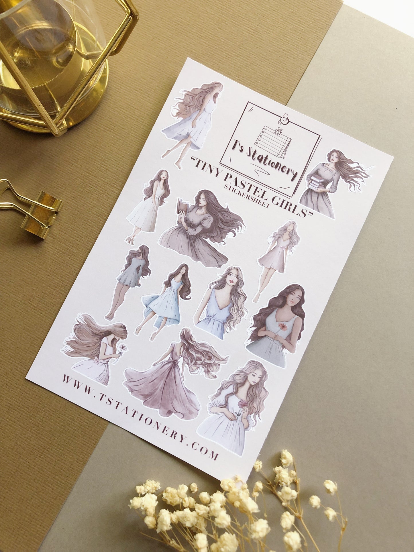 "Tiny Pastel Girls"  Sticker Sheet