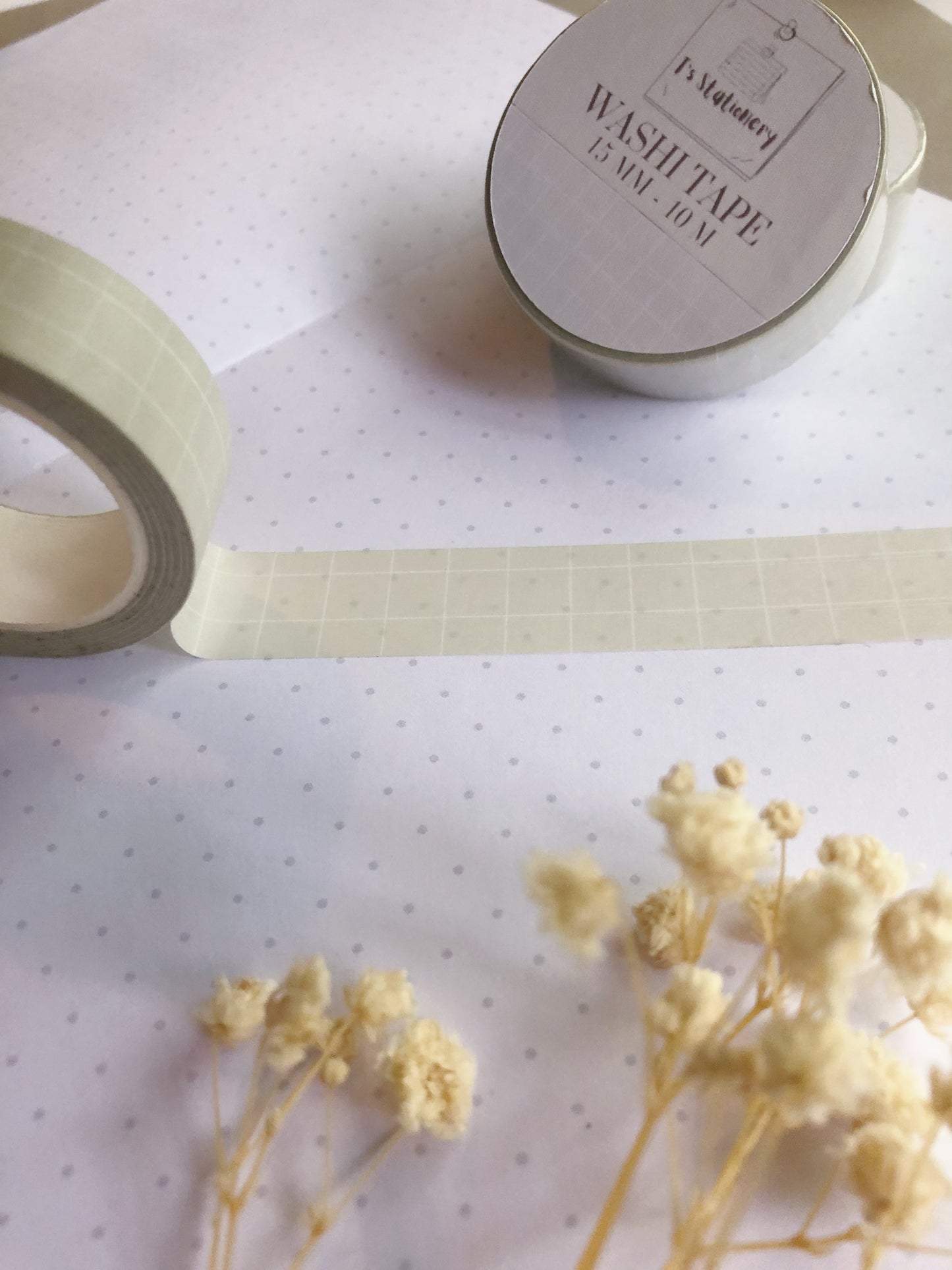 "Beige + White Grid" Washi Tape