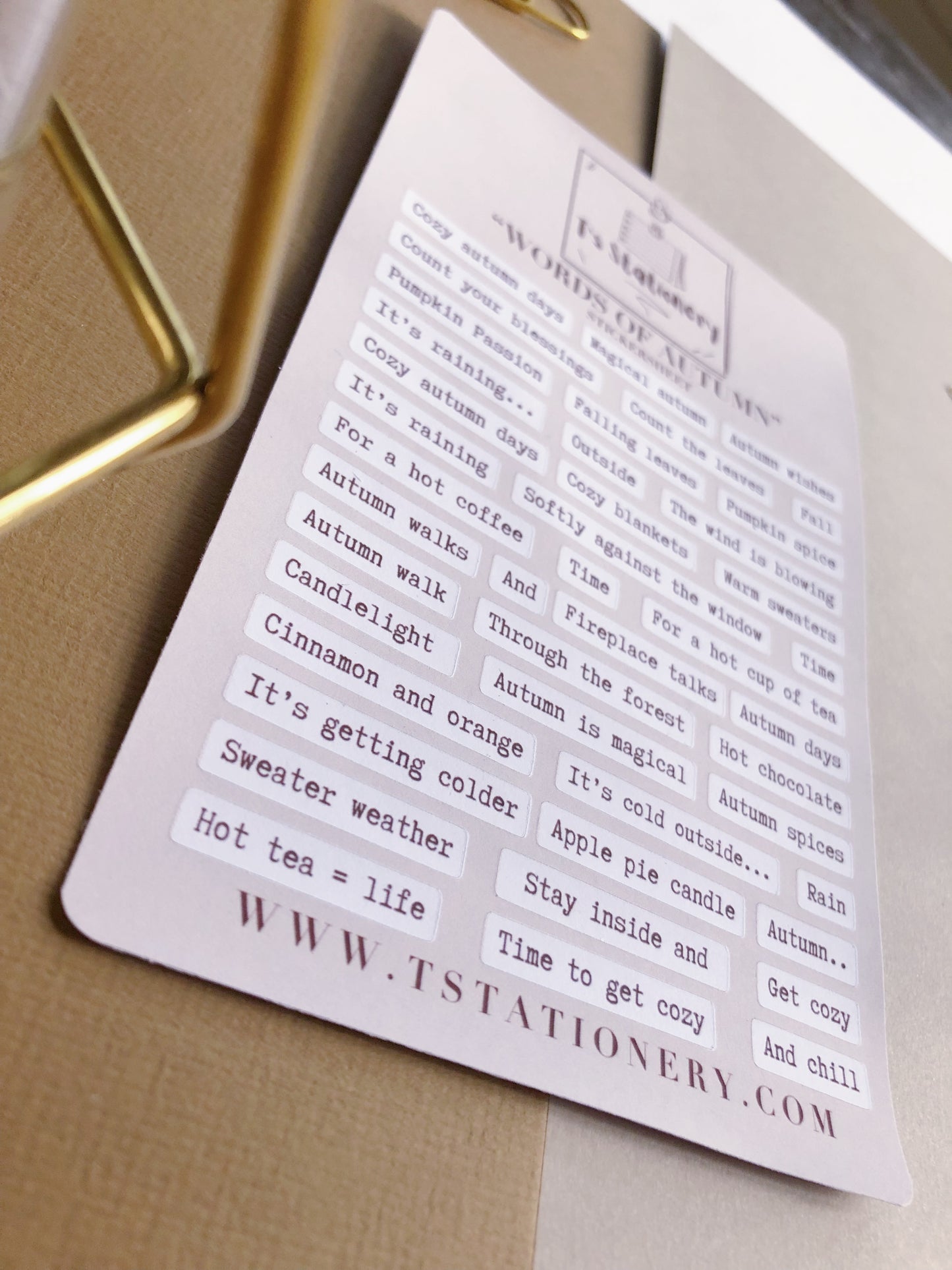 "Words Of Autumn"  Sticker Sheet