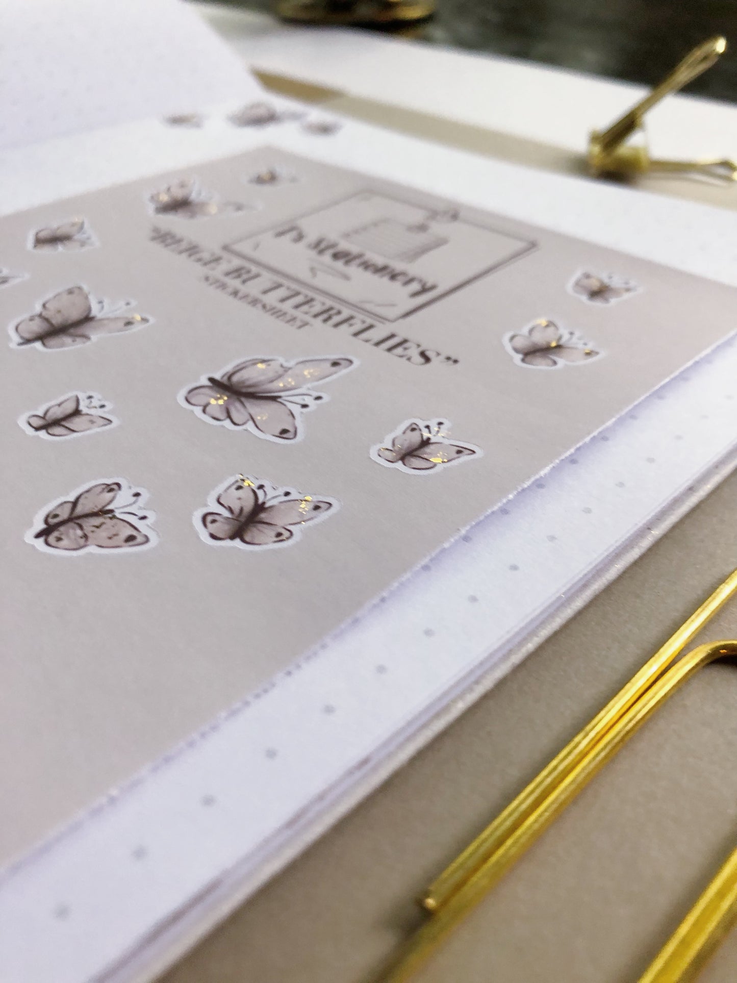 "Beige & Gold Butterflies"  Sticker Sheet