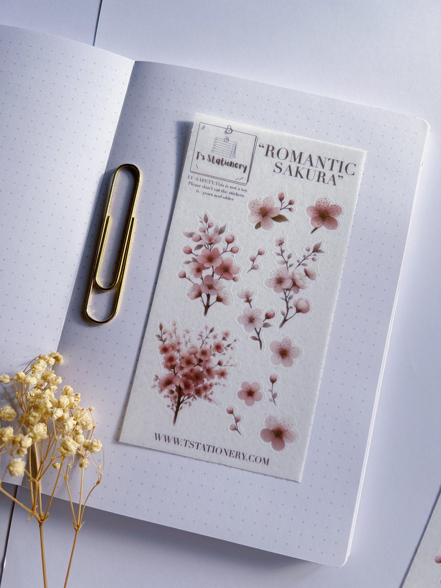 "Romantic Sakura"  Washi Sticker Sheet